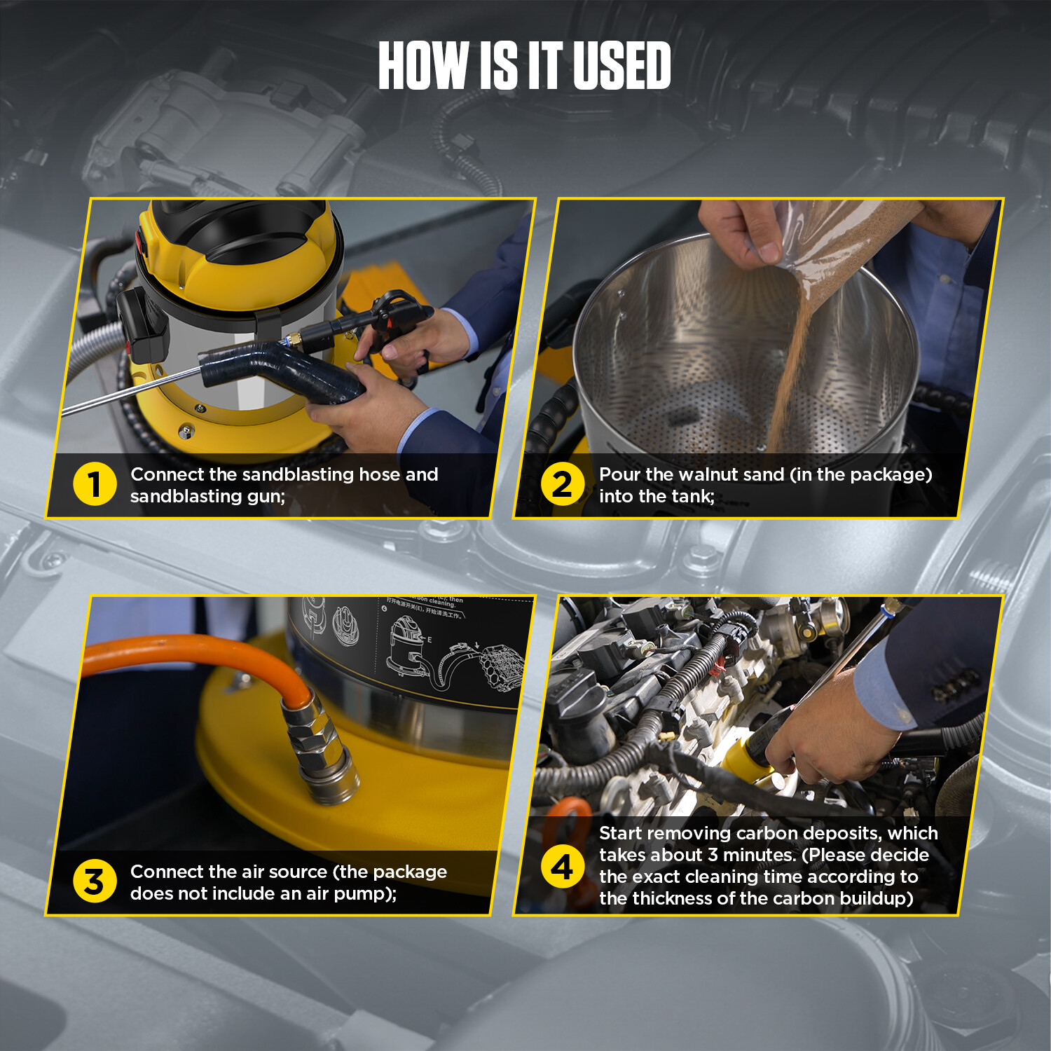Walnut Blaster Engine Intake Valve Cleaning Carbon Deposits Cleaning Machine US