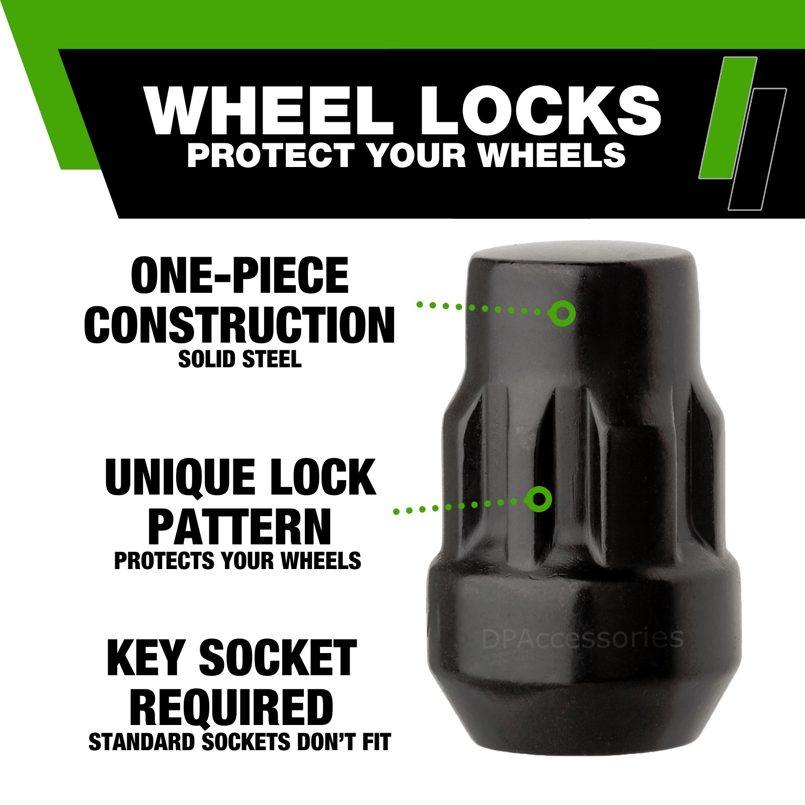 Black Wheel Locks compatible with 2004-2007 Saturn Ion Red Line | Factory Rims