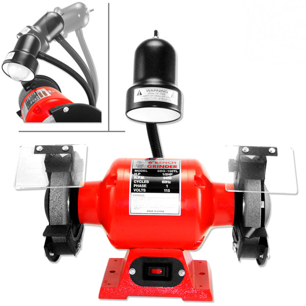 6″ Bench Grinder Electric Sharpening Grinding Metal Polisher With Light 3400 RPM