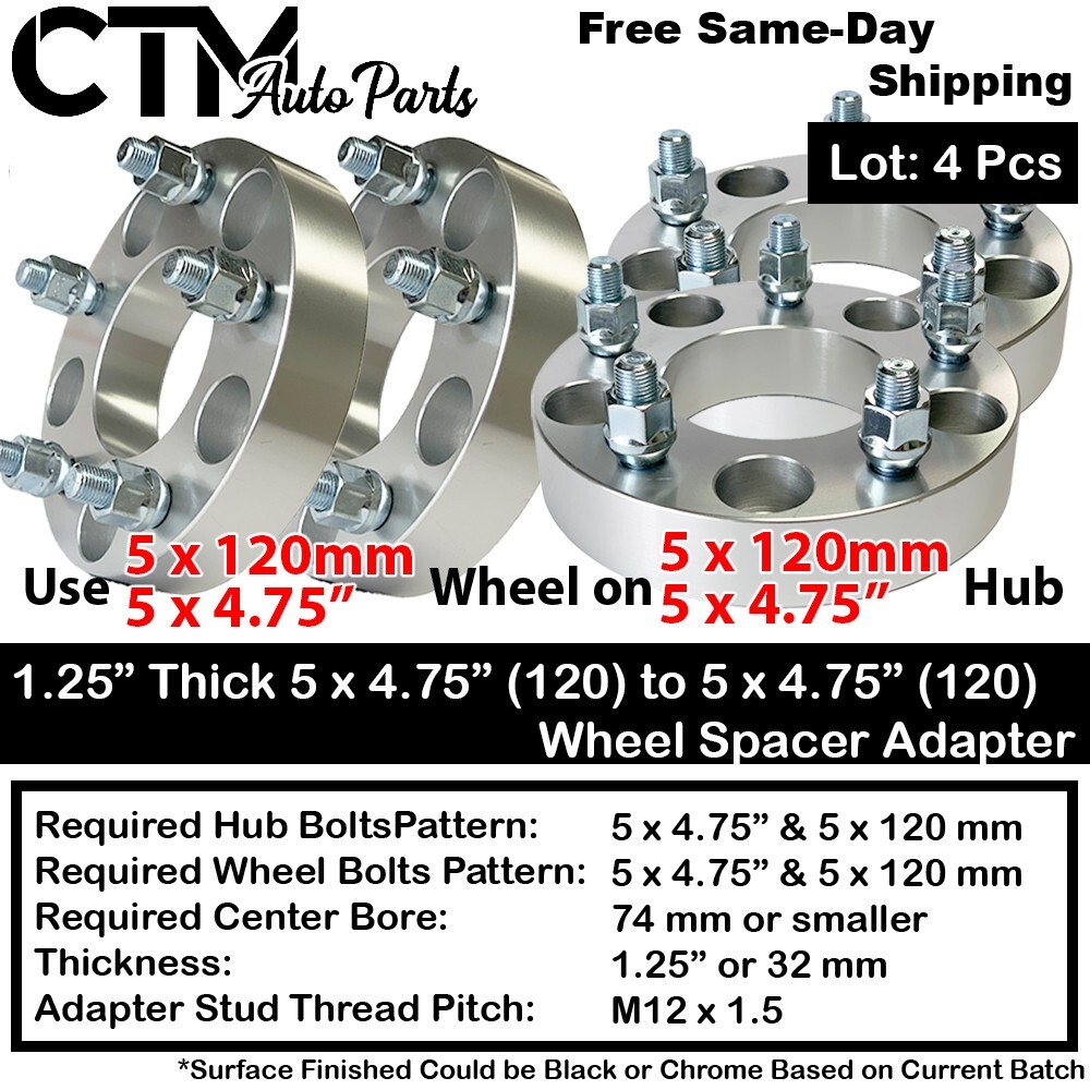 4x 1.25″ Thick 5×4.75(5×120) 74mm CB Wheel Spacer Adapter Fit Acura Honda Tesla