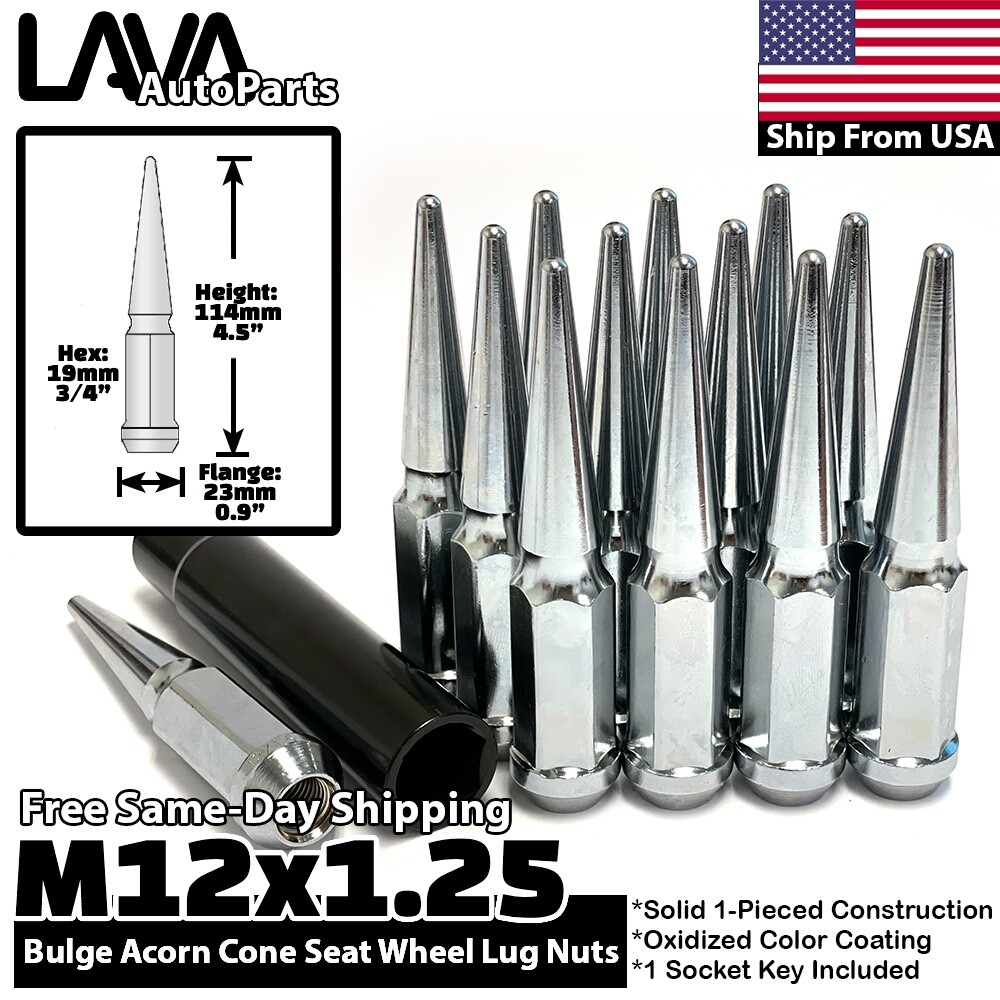 24x Chrome 12×1.25 Spike Lug Nut Fit Pathfinder Frontier Titan Aftermarket Rim