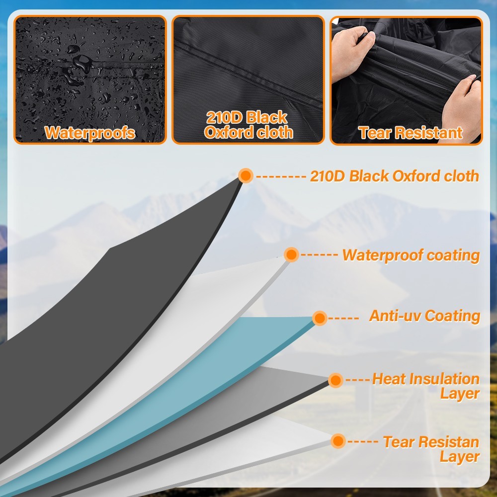 210D Motorcycle Cover, Heavy Duty Waterproof Motorcycle Covers Outdoor Storage