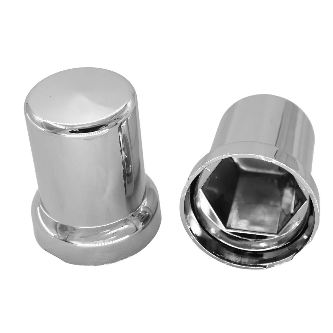 Chrome Plastic 33mm x 2-3/8” Push-On Lug Nut Covers Top Hat w/ Flange 20PCS