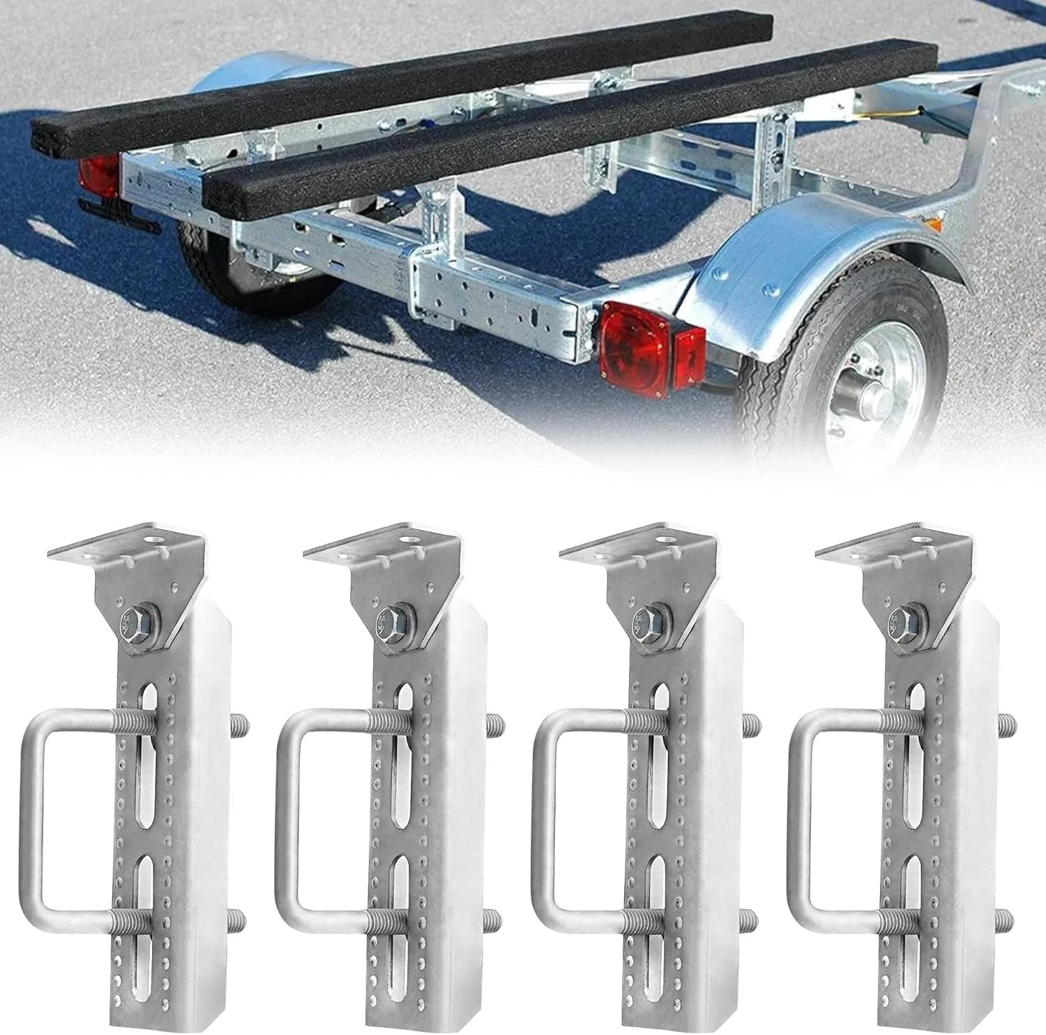 4 Pack 10″ Galvanized Swivel Top Bunk Bracket Kit For Boat Trailer 1.5×3、2×3、3×3