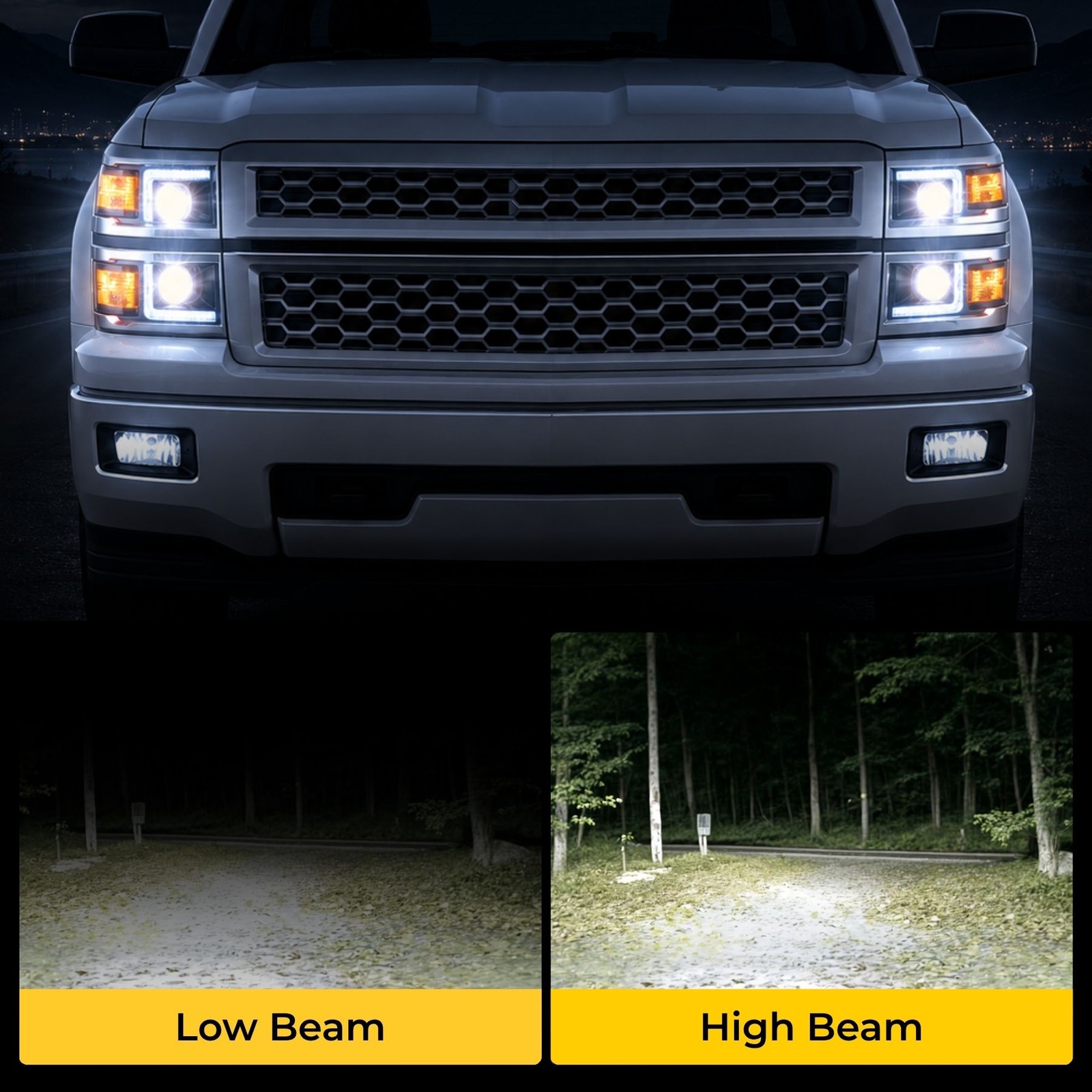 LED DRL Projector Headlights Assembly for 2014-2015 Chevy Silverado 1500 Chrome