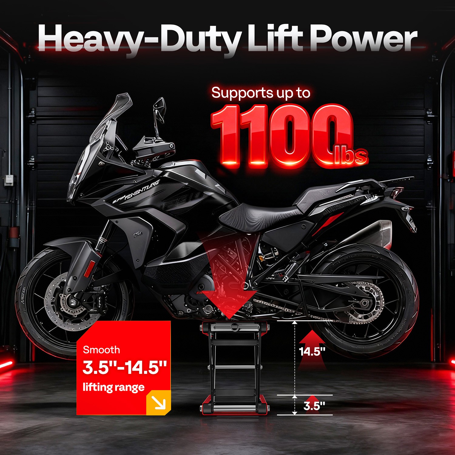 1100 LBS Motorcycle Lift Scissor Jack Wide Deck Hoist Stand for ATV Dirt Bike