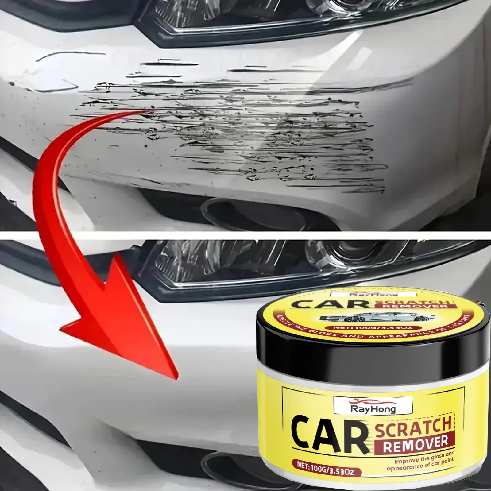 100g Scratch Remover Wax 3Min Repair /Color-Adaptive Hydro Shield UV Protection