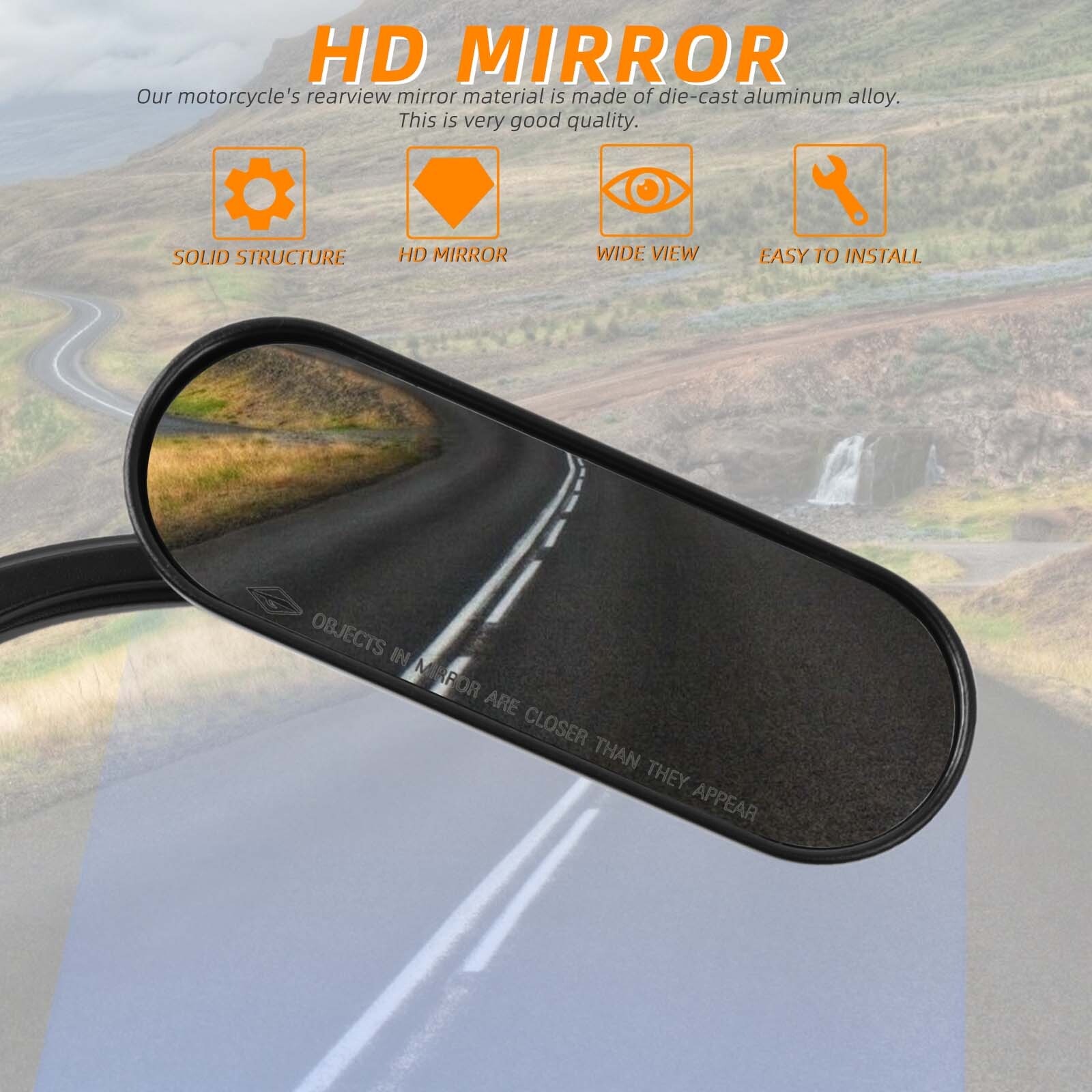 Black Motorcycle Mini Oval Rearview Mirrors For Harley Sportster 883 1200 Bobber