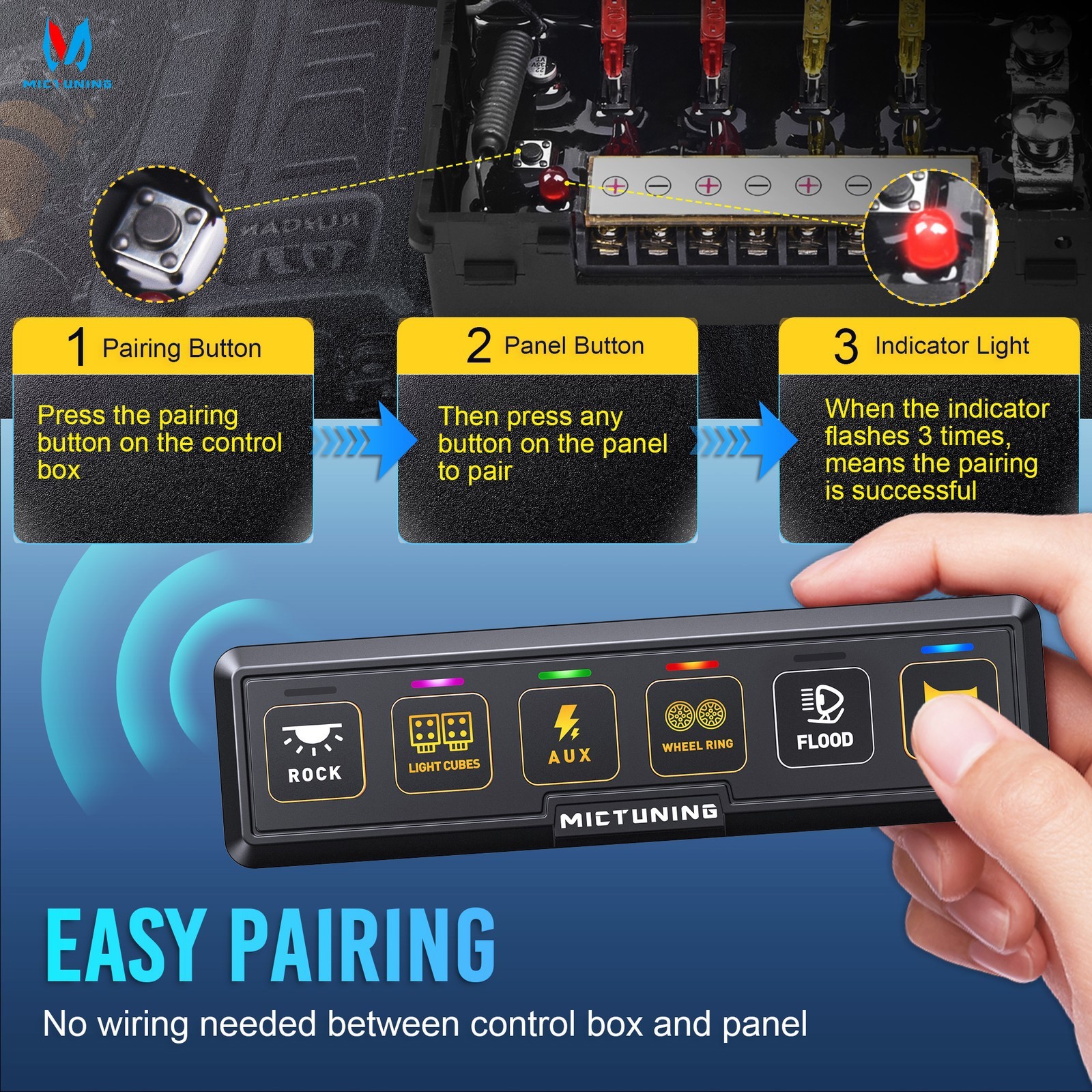 Wireless 6 Gang Switch Panel 12v 24v LED Light Bar Relay System Box Truck Marine