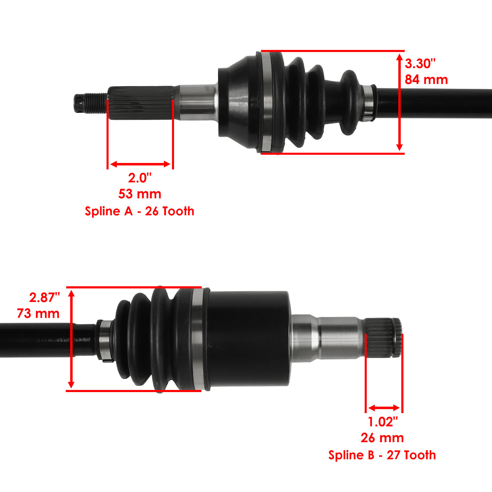 Front Rear Left Right Complete CV Joint Axles for Polaris Ranger Crew 700 08 09