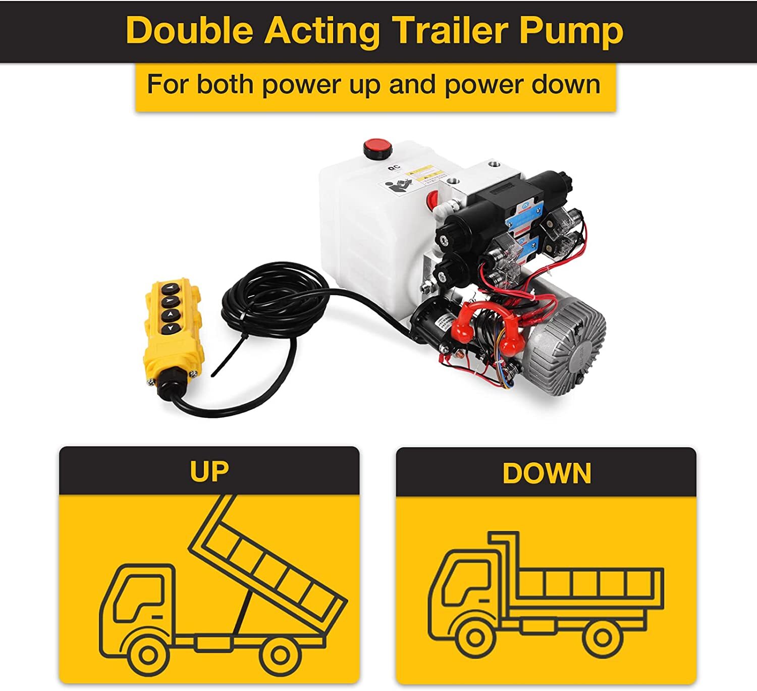 12V 4.5 Quart Hydraulic Power Unit Double Acting Pump Trailer Dump Trailer