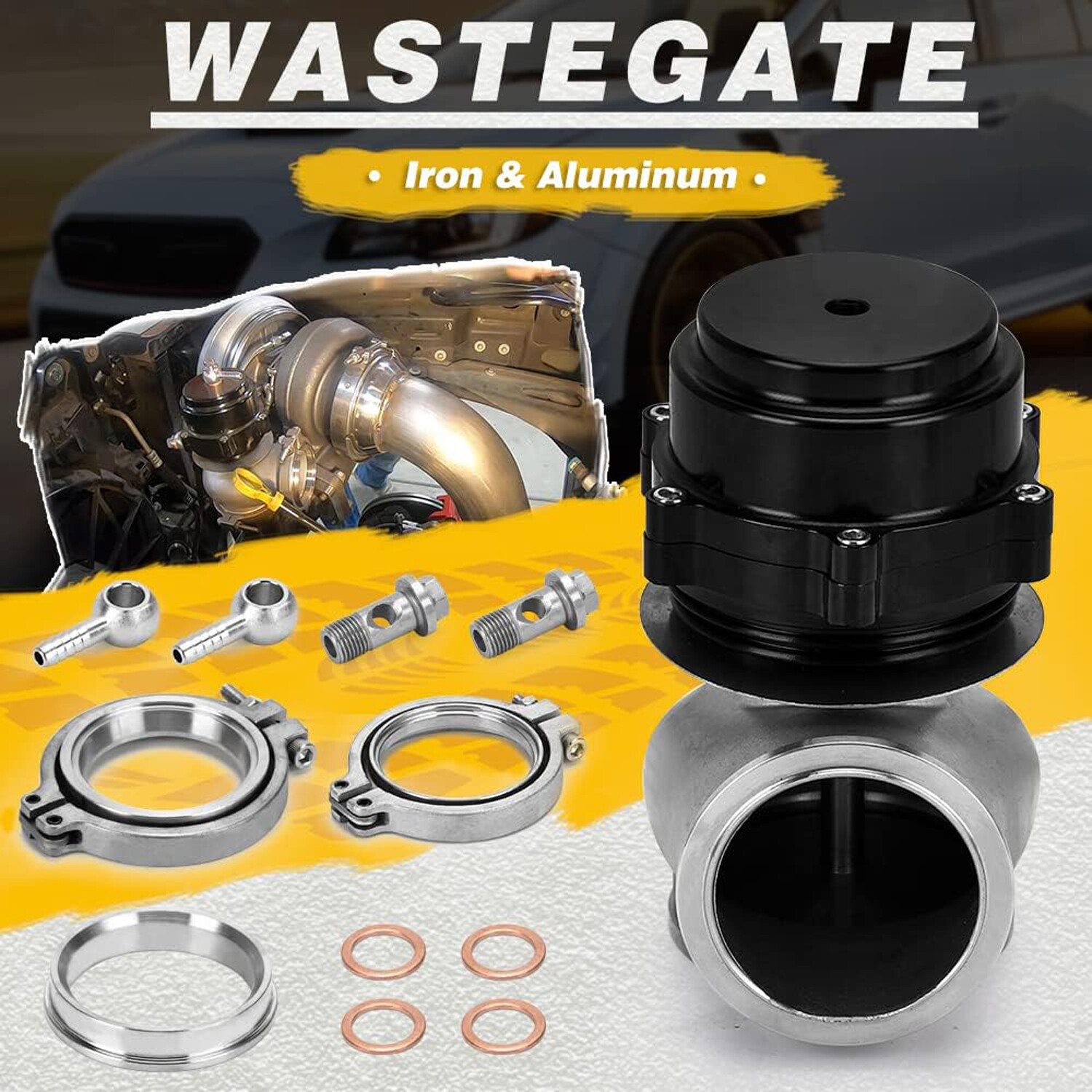 BLACK 60MM Vband Flange Wastegate For TIAL BMW Subaru Honda Universal cars