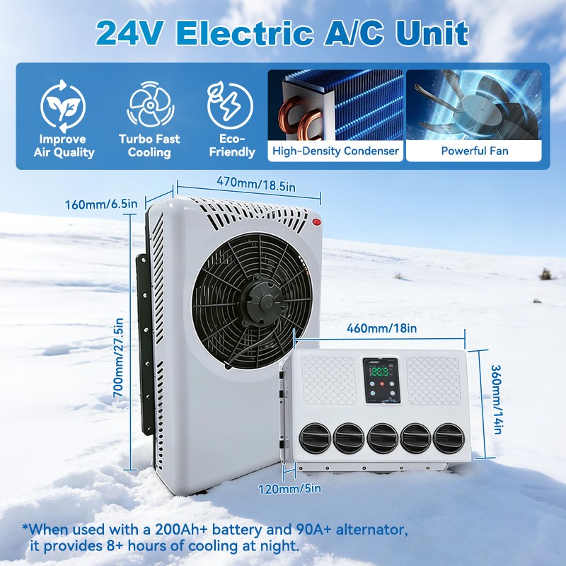 DC 12V 12000BTU Mini Split Air Conditioner Cooling Unit For Semi Truck RV Van