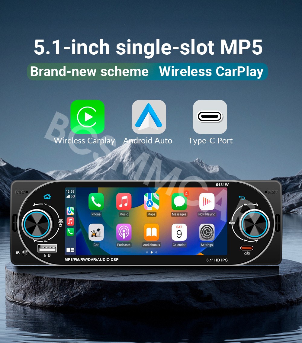 Car MP5 Player Radio Touch Srceen Video Head Unit For Apple CarPlay Android Auto