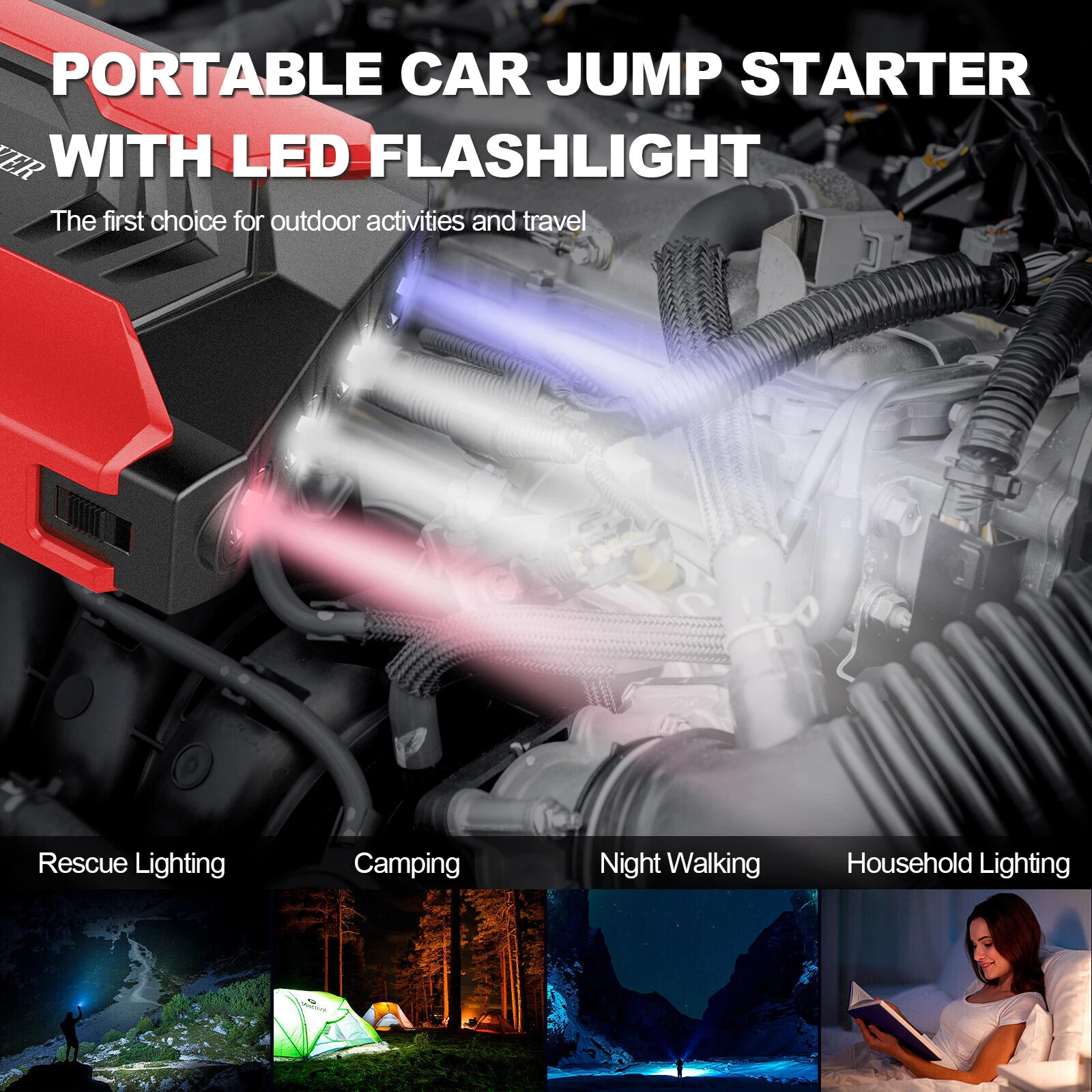 100000mAh Car Jump Starter Booster Jumper Box Power Bank Battery Charger