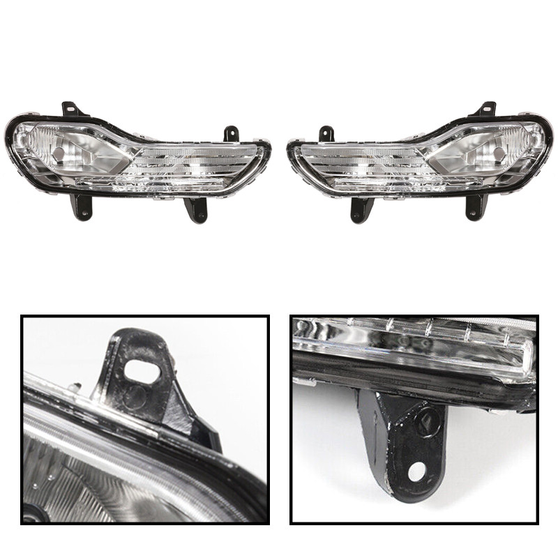 Left & Right Front Bumper Fog Lights Lamps w/Bulbs For 2013-2016 Ford Escape