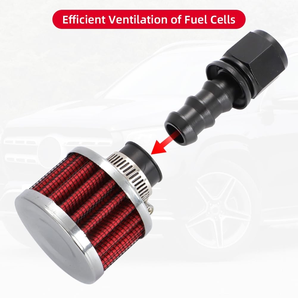 AUTOVIC Female Fitting Kit with Filter for Fuel Cell Breather/Vent (8 AN)