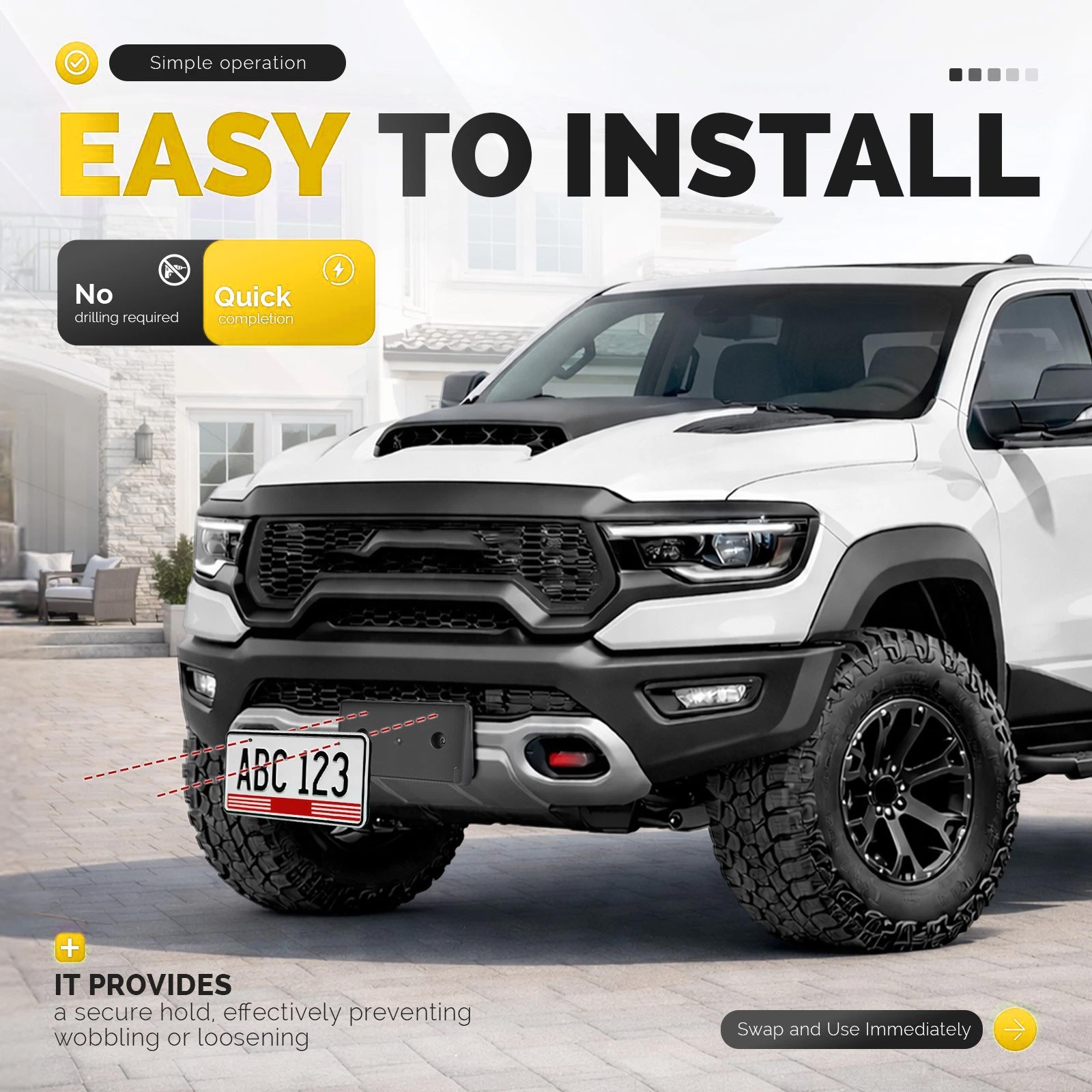 Front License Plate Holder Bracket Mount For RAM 1500 Rebel & TRX 2019-2024 2022