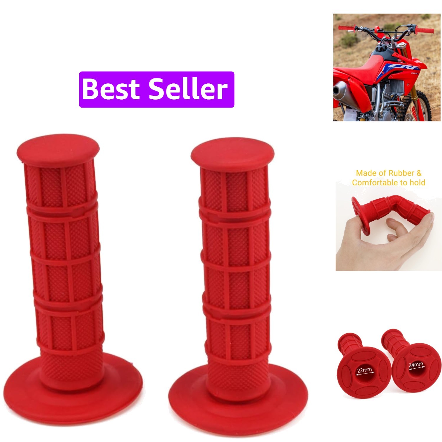 22mm 7/8″ Universal Motorcycle Rubber Handlebar Grips Compatible with KLX SDG…