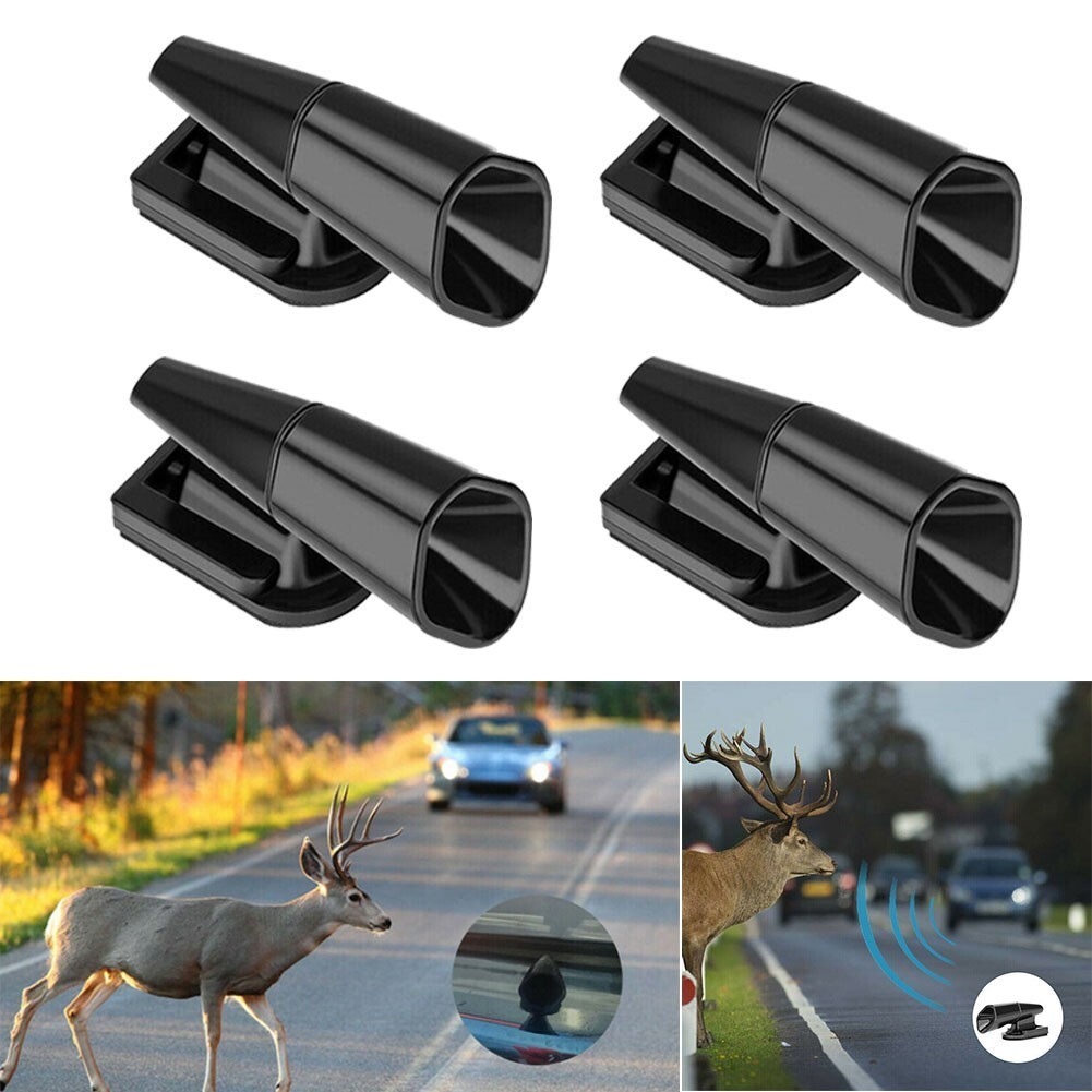 4pcs Ultrasonic Car Deer Whistle Animal Repeller Auto Safety Fits All Vehicles