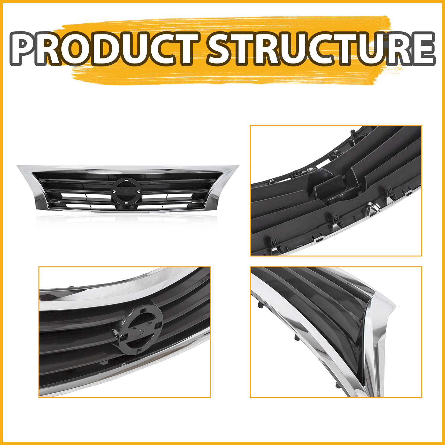 Front Bumper Grille Upper Grill Assembly Chrome For 2013 2014 2015 Nissan Altima