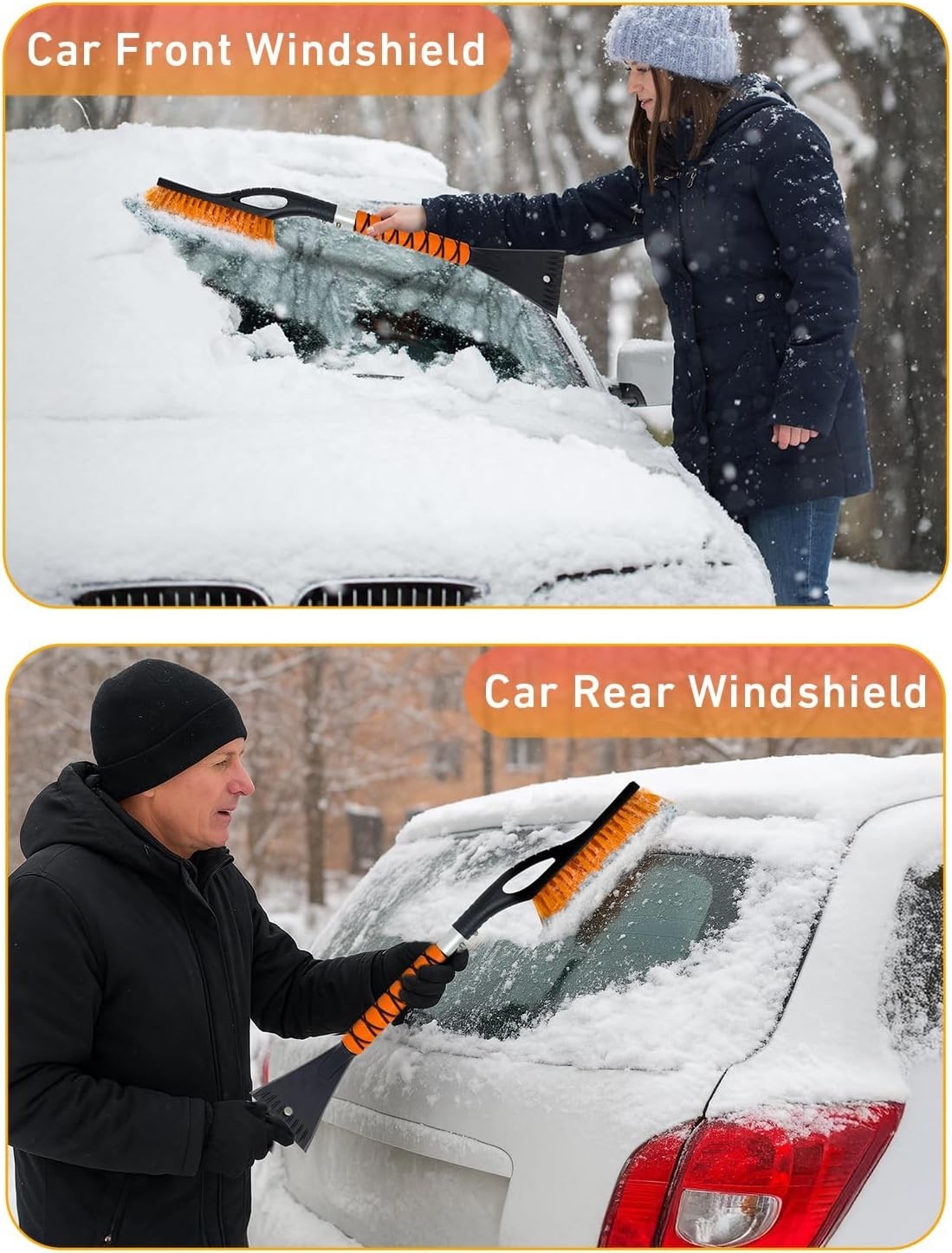 Effortless Snow Removal: 27″ Car Brush & Ice Scraper Set – Lightweight & Durable