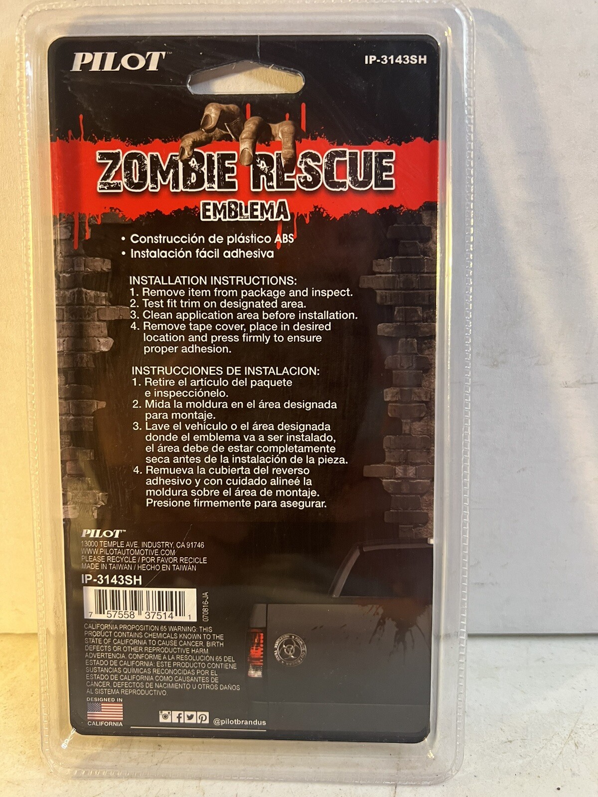 Pilot Automotive Pilot IP-3143 Zombie Response Team Emblem – Chrome/Black, 1