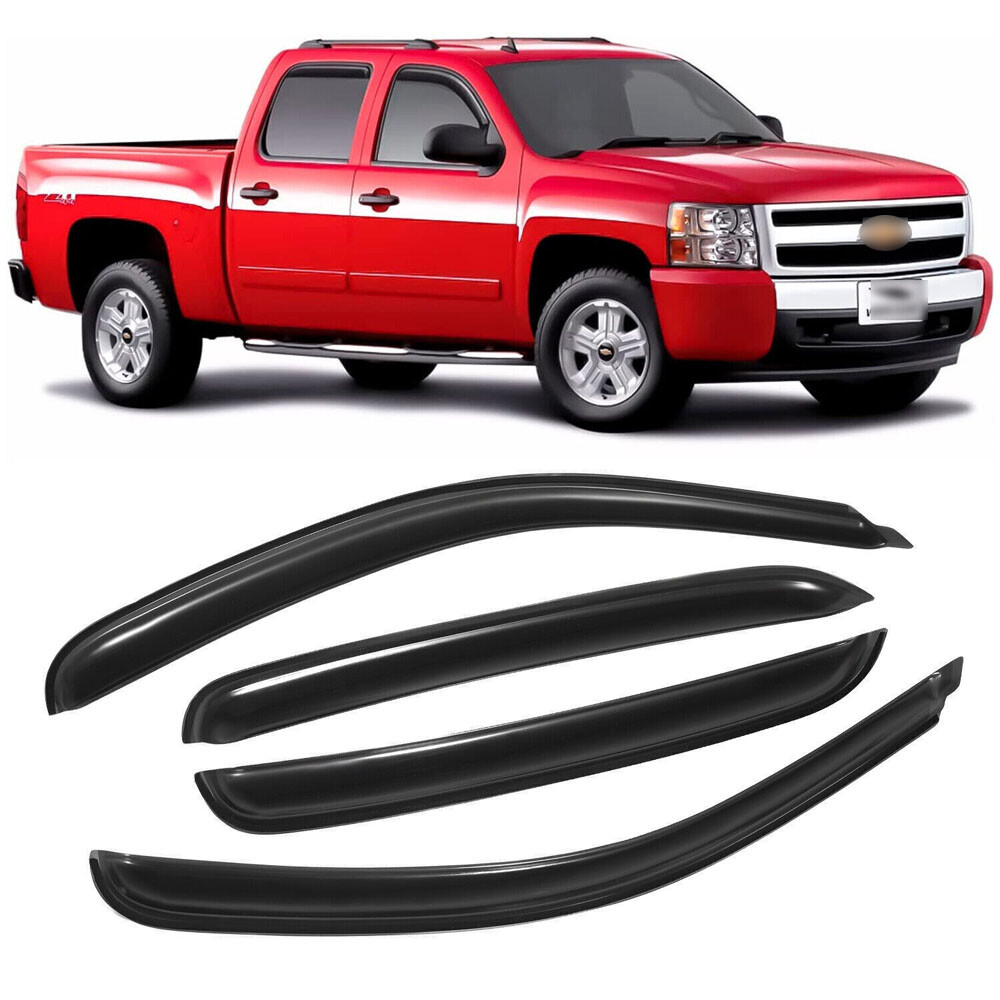 In-Channel For 2007-13 Chevy Silverado GMC Crew Cab 1500 Window Visor Rain Guard