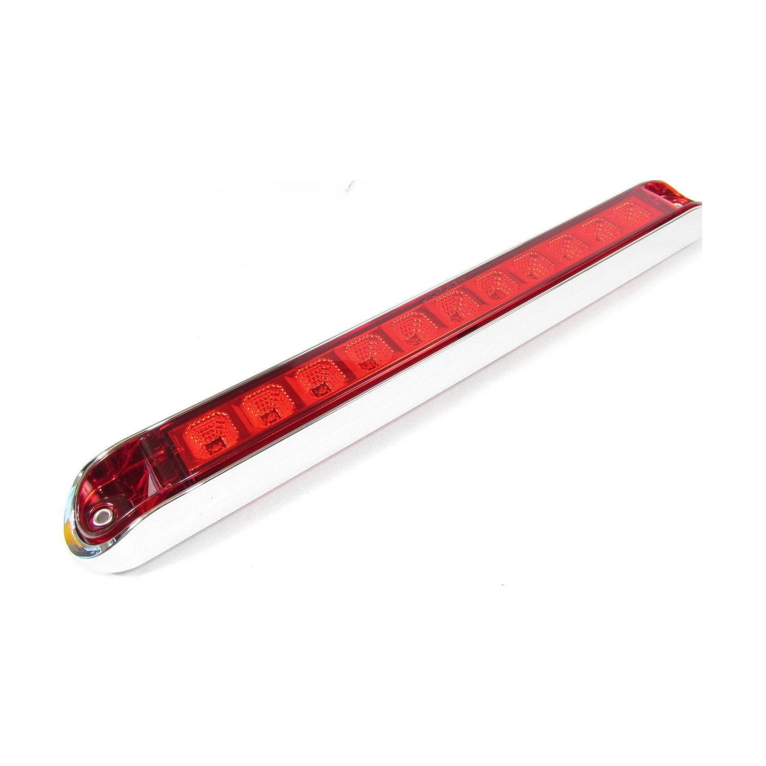 Fortpro 17-6/8″ x 2-1/8″ Red Led Light Bar with 11 LEDs, Red Lens and Chromed Be