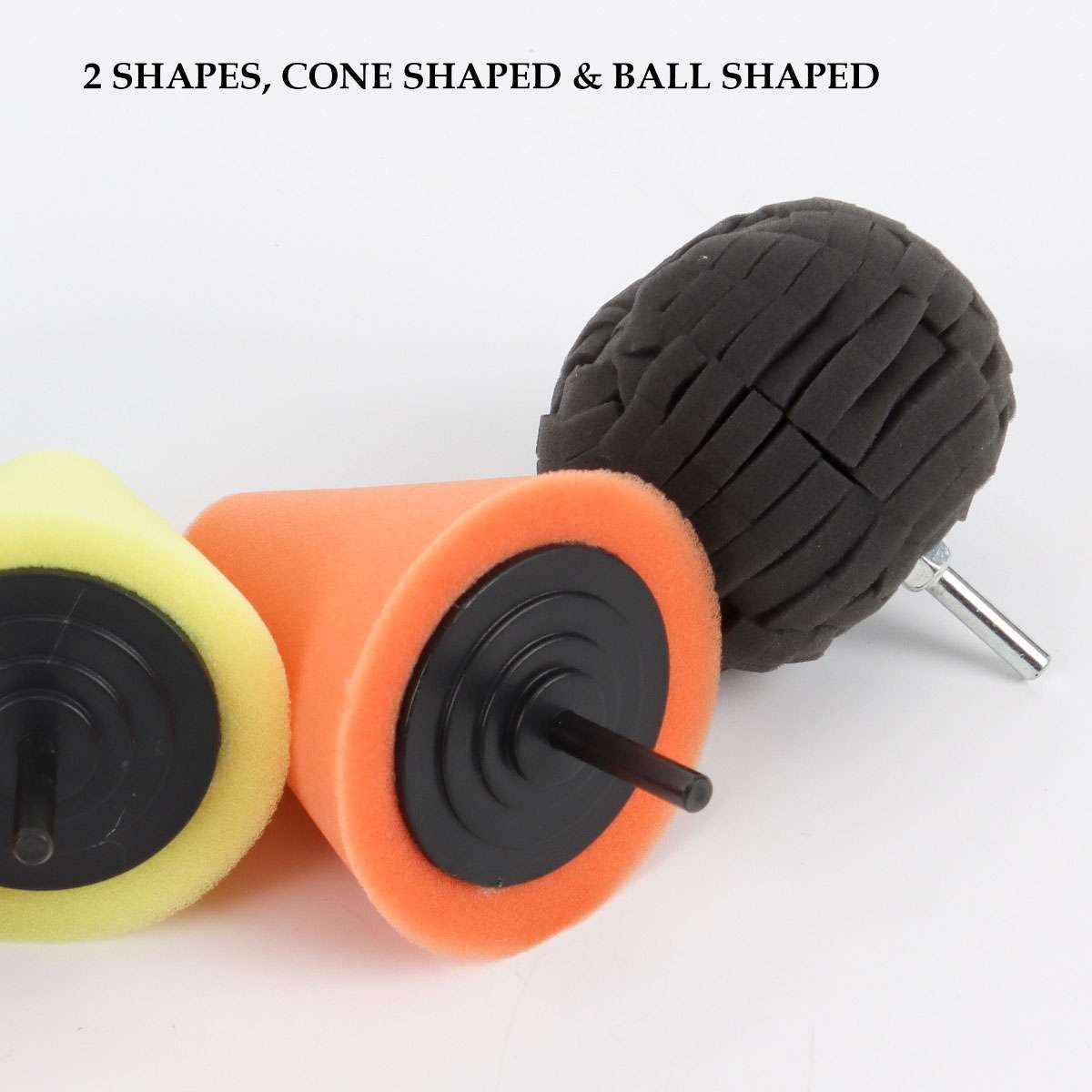 Foam Drill Polishing Cone Ball Pads Kit Car Hub Waxing Buffing Wheel Polisher 4″