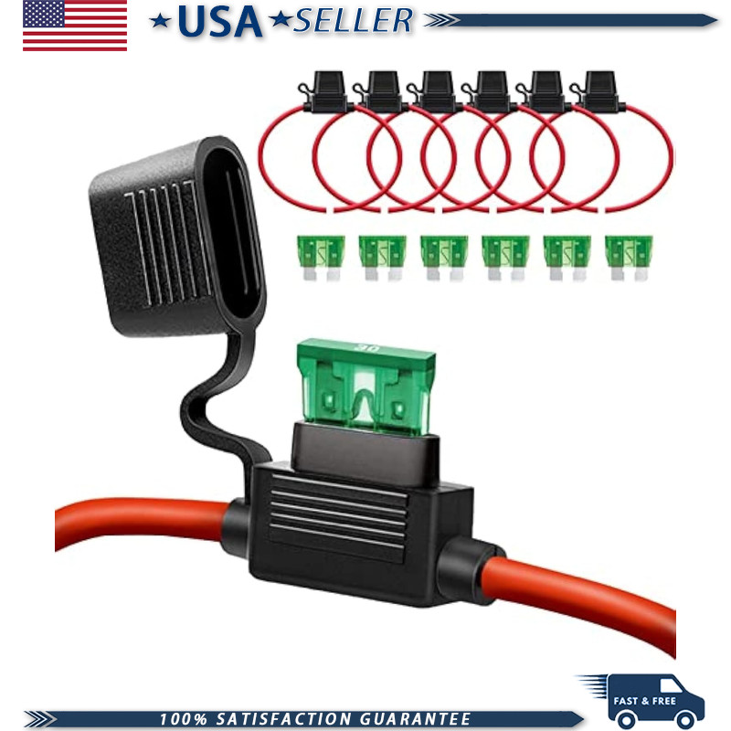 12 AWG Inline Fuse Holder 30A Blade Fuse (6 Pack)Size: 12 AWG