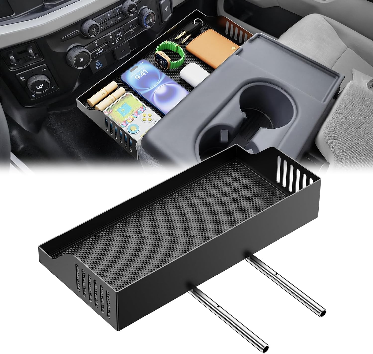 Aluminum Alloy Headrest Organizer Tray for Ford F150 F250 F350 2011-2026 Models
