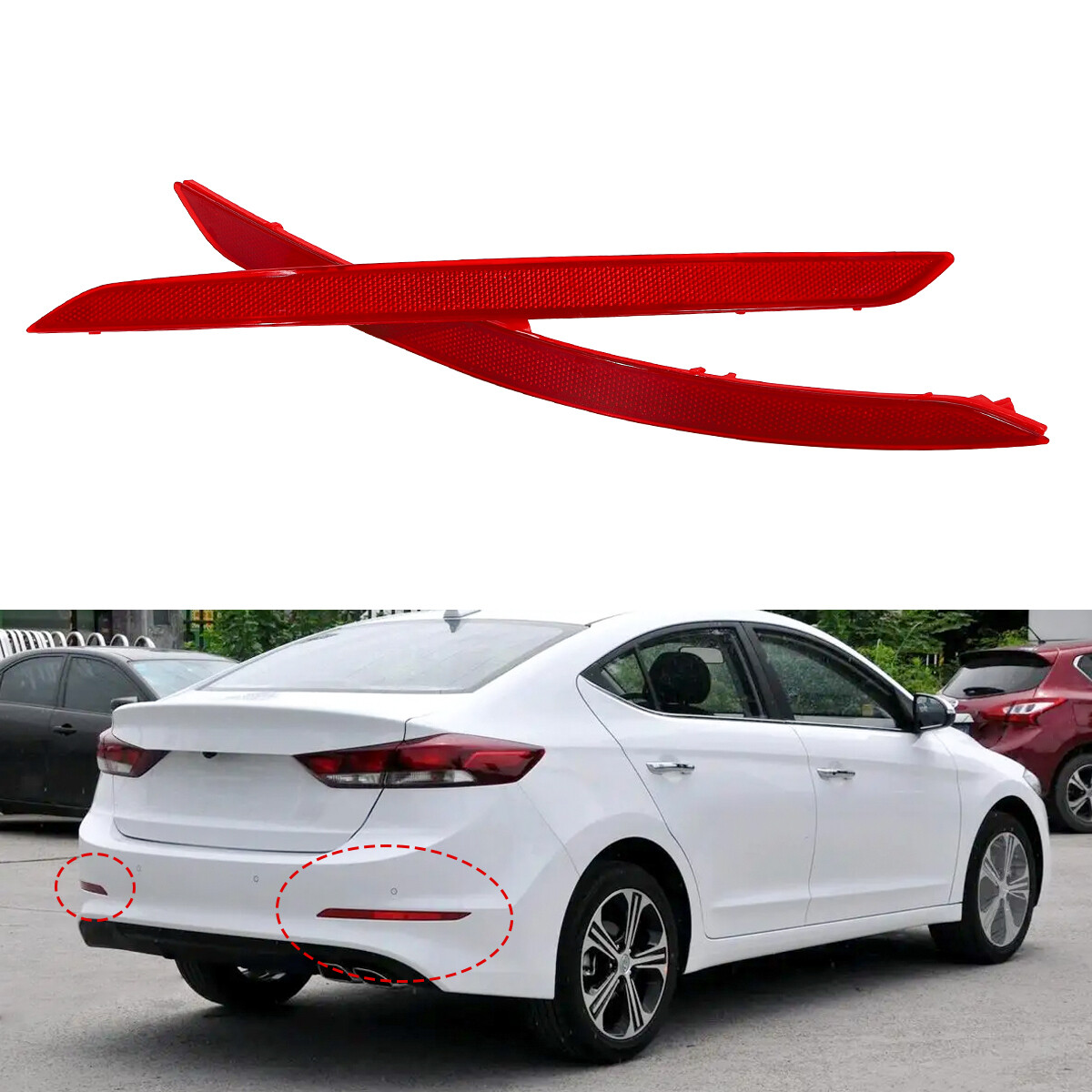 1 Pair Rear Bumper Reflector Set For 2017-2018 Hyundai Elantra Left & Right Side