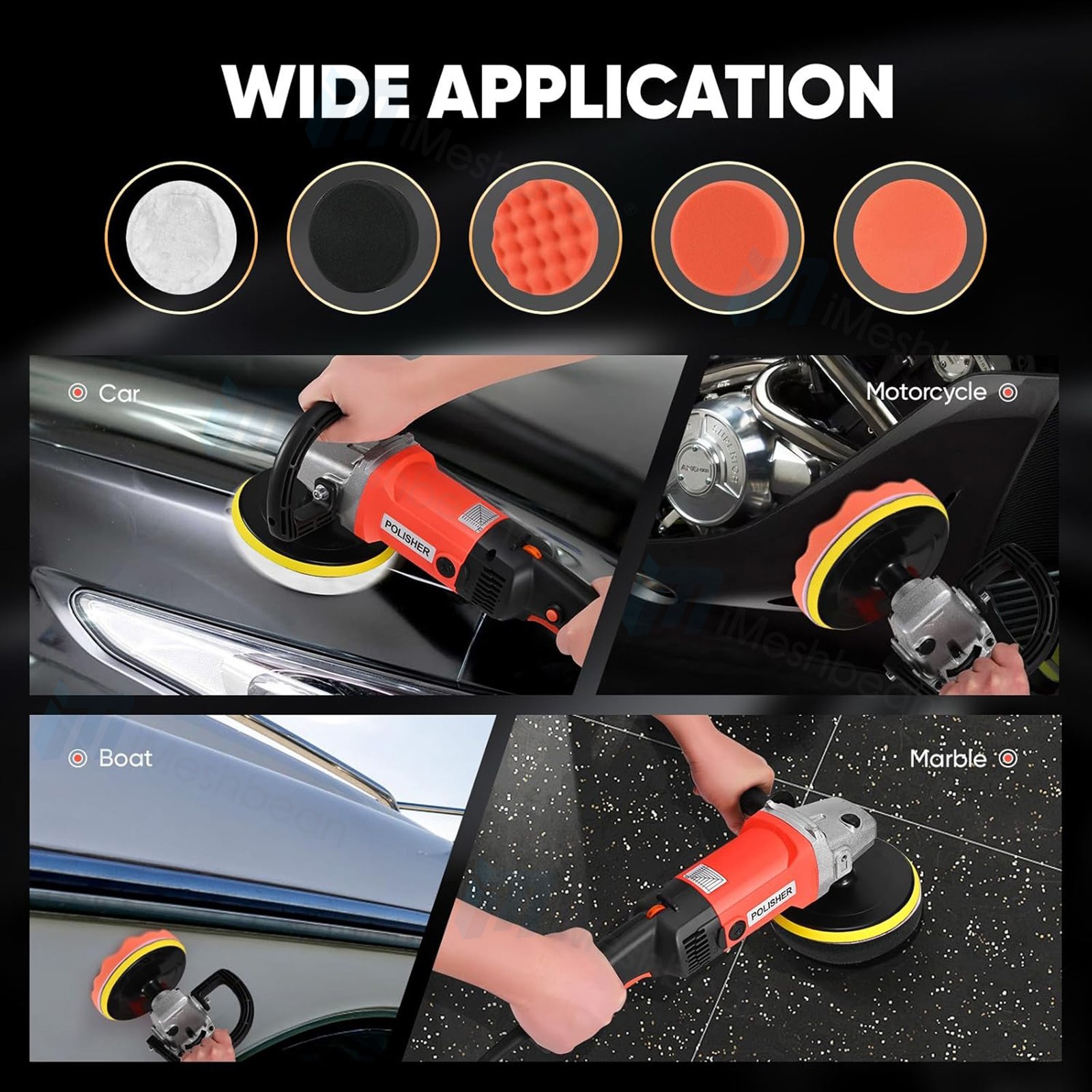 48V Cordless Polisher 5″ Car Detailing Buffer & Sander & Drill Machine Battery