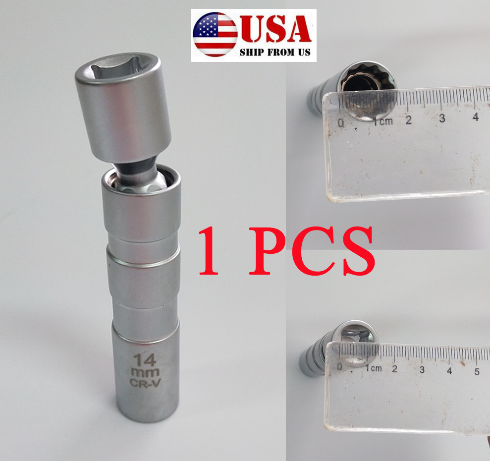 1X 14mm 3/8″ Drive Magnetic Chrome Vanadium Steel Spark Plug Sleeve Removal Tool