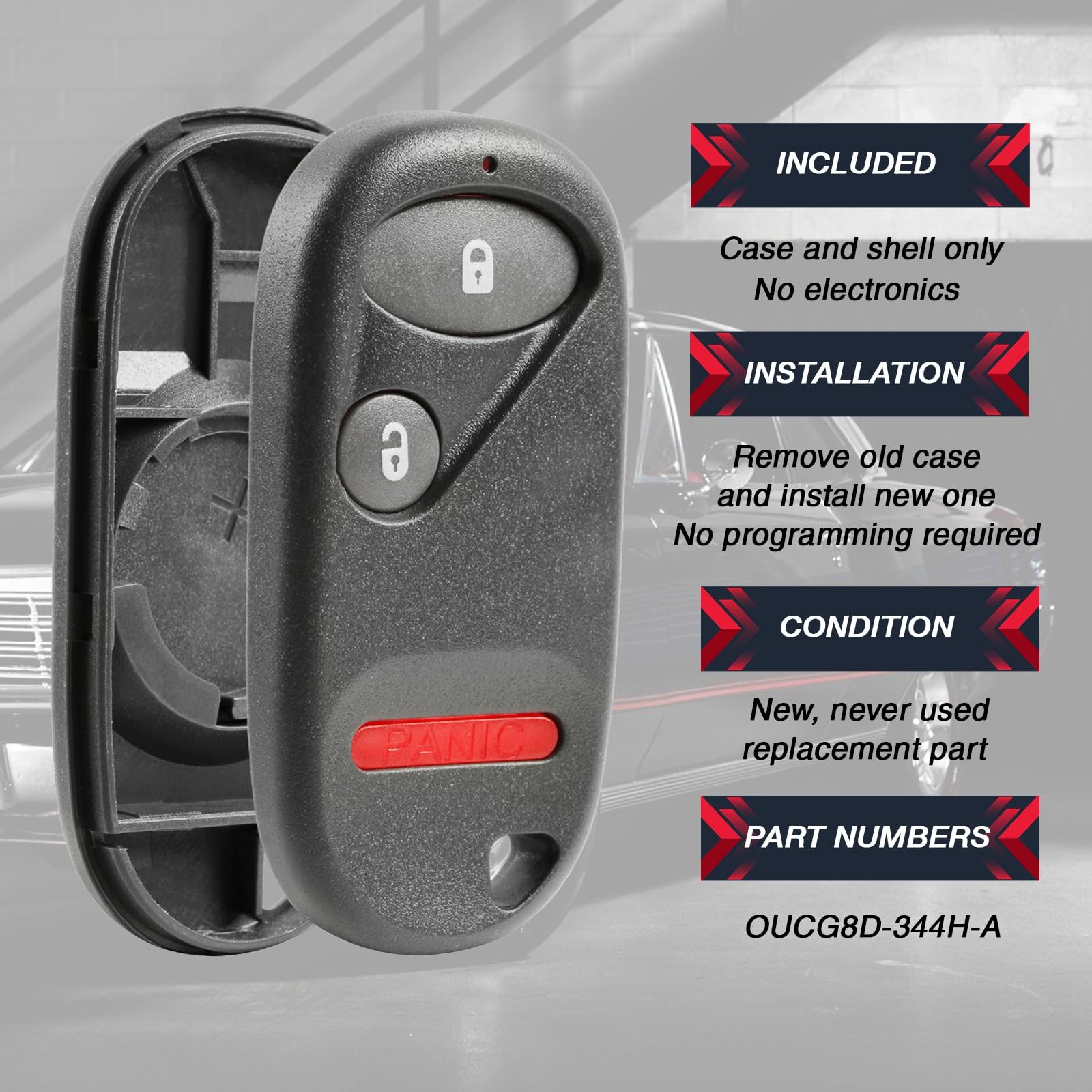 Key Fob Remote Shell Case 3-Button Replacement for 2002 2003 2004 2005 One