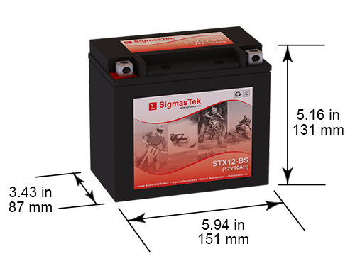 SigmasTek STX12-BS SLA Battery Replacement for Arctic Cat DVX250, 2×4 250CC 2006