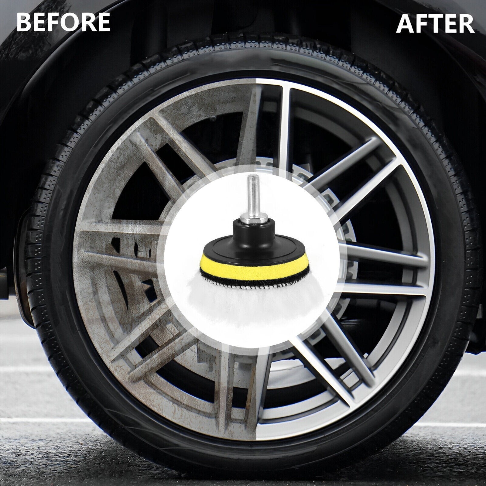 10pc 3″ Buffing Polishing Pad Car Wool Wheel Mop Kit Auto Polisher Drill Adapter