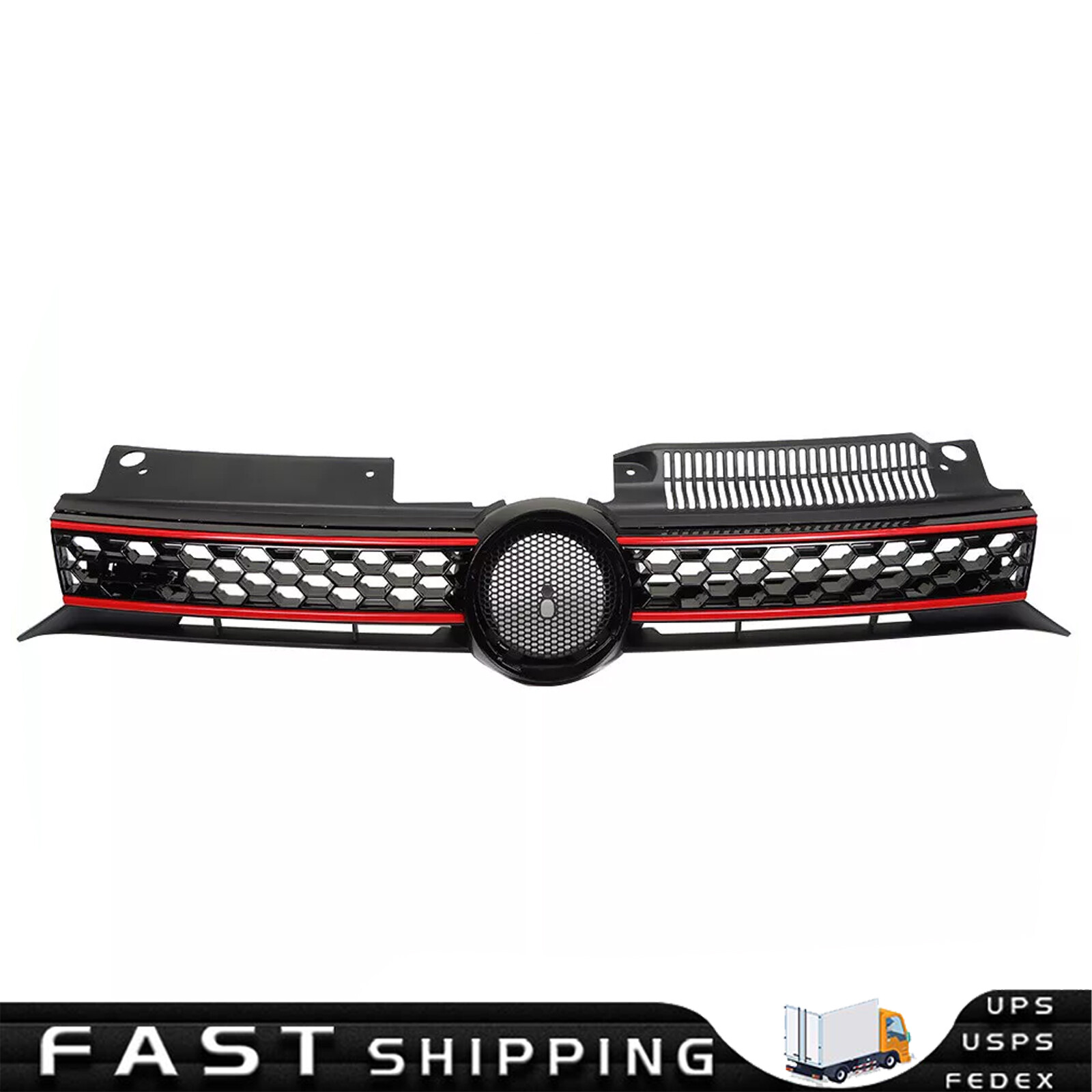 For 2010-2014 VW MK6 Golf/GTI/Jetta Sportwagen Front Grille Black W/Red Trim