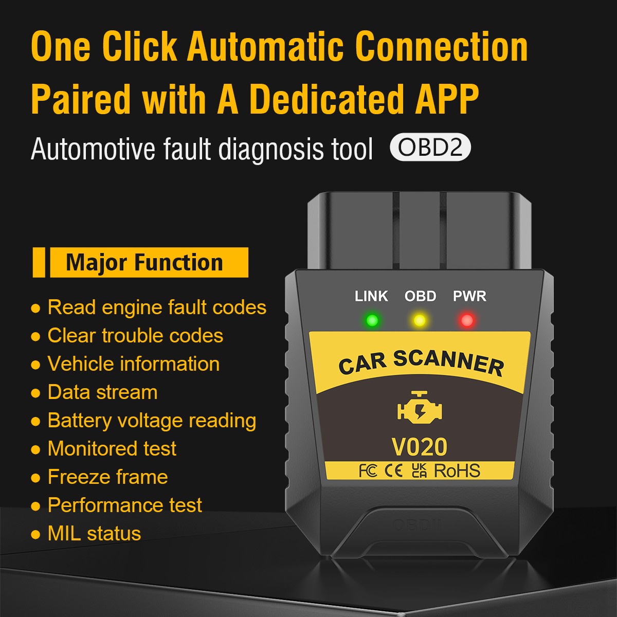 OBD2 Scanner Bluetooth for iPhone Android Wireless Diagnostic Tool Code Reader