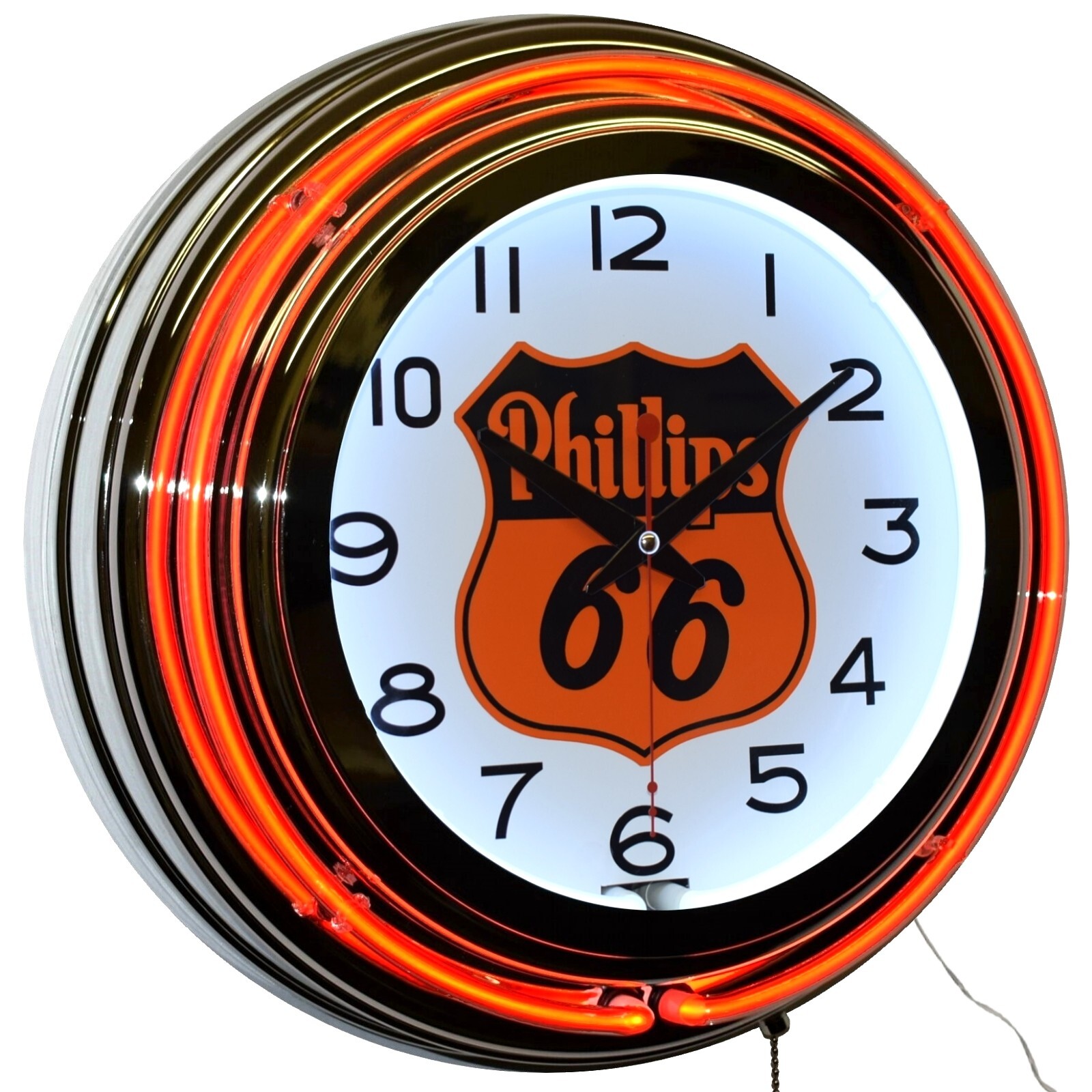 15″ PHILLIPS 66 Gasoline Motor Oil Gas Station Double Neon Clock (Orange)
