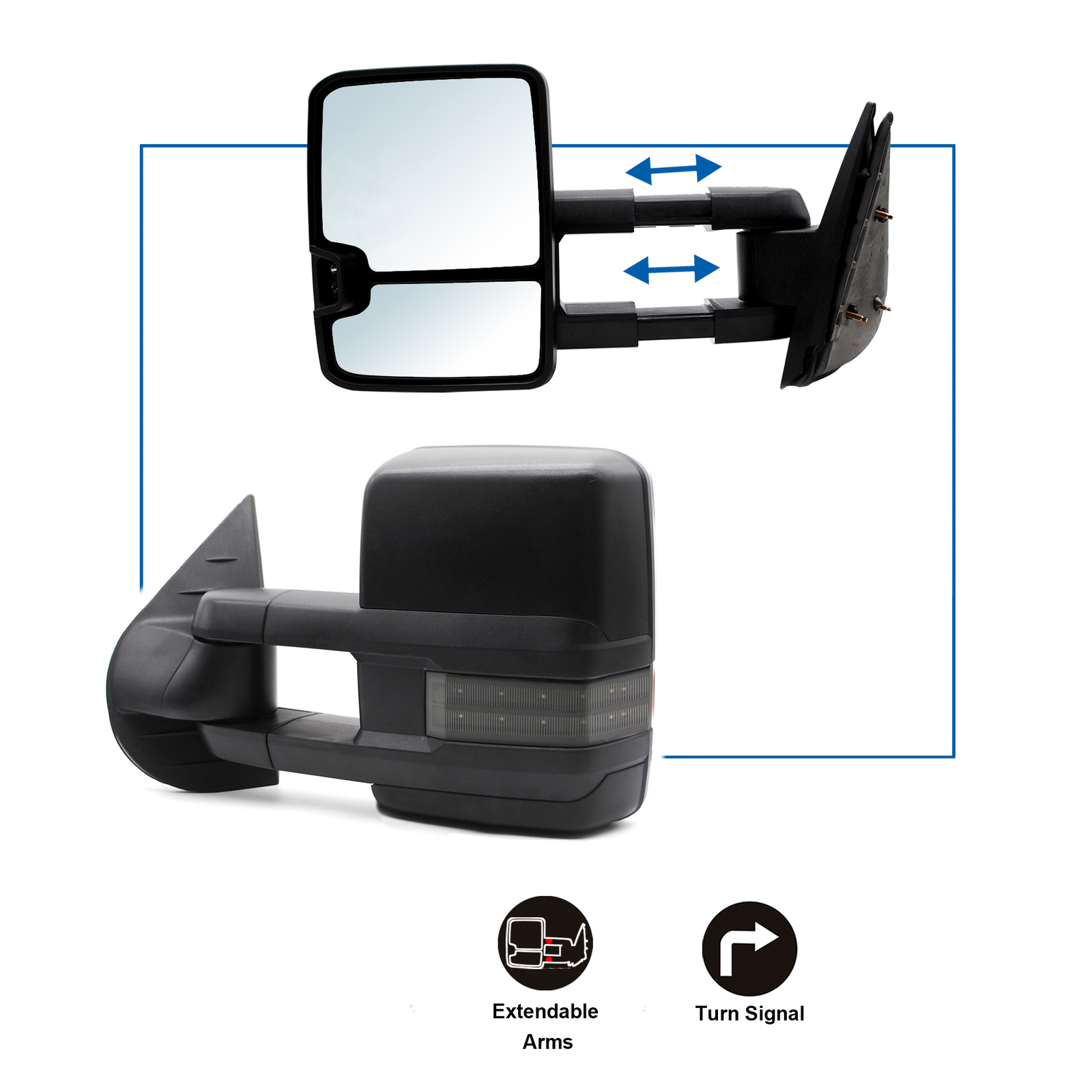 Manual Fold Tow Mirrors Fit 2009 2010 2011 2012 2013 Chevy Silverado 1500 2500