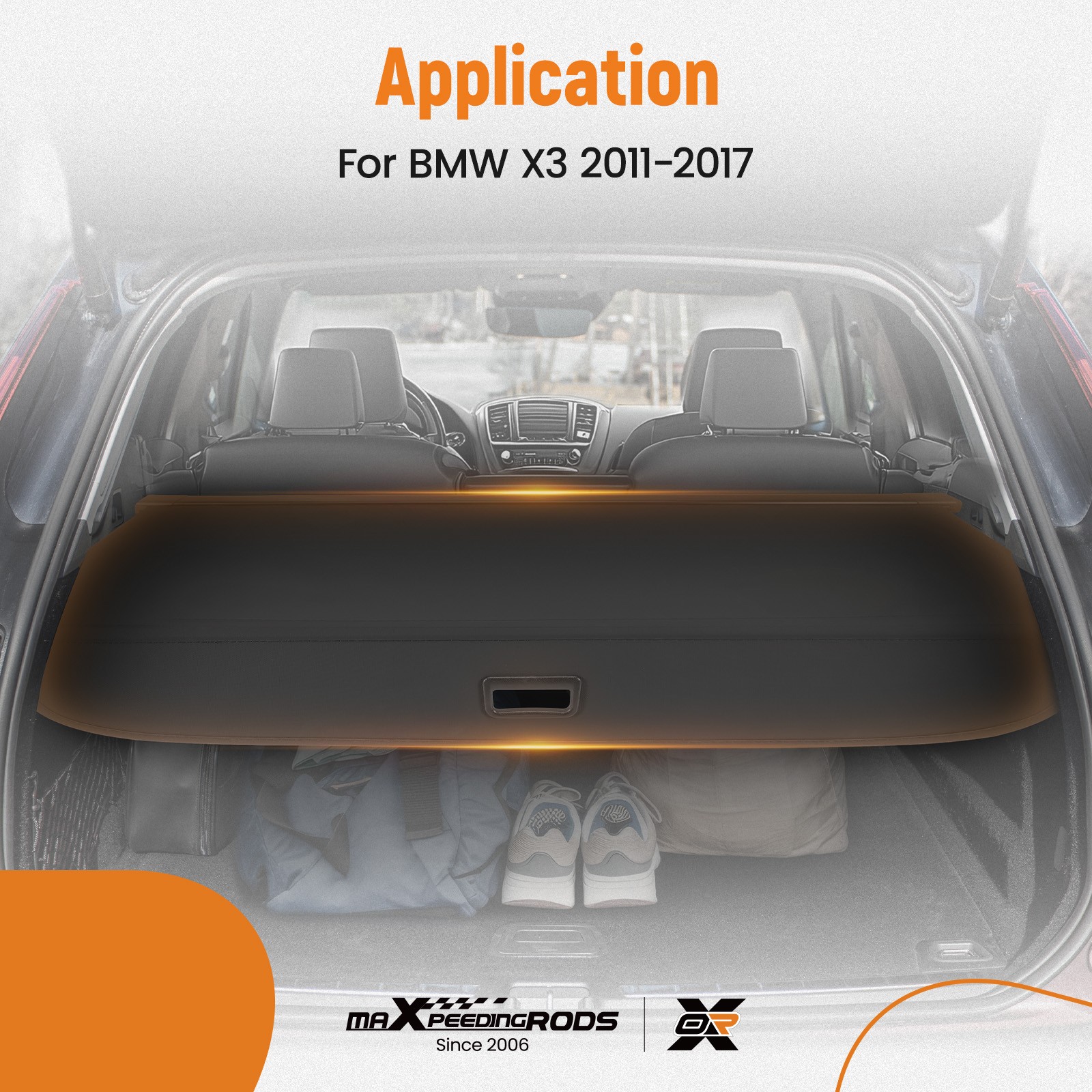 Trunk Cargo Cover for BMW X3 2011-2016 2017 Easy Installation Waterproof
