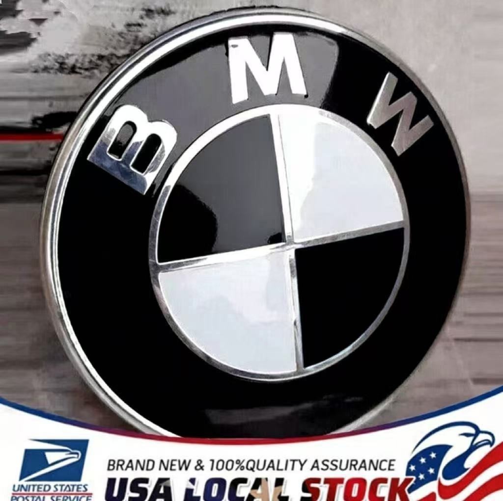 Set of One White&Black Hood Fit-For BMW Badge Emblem Replacement 82mm/3.2in~