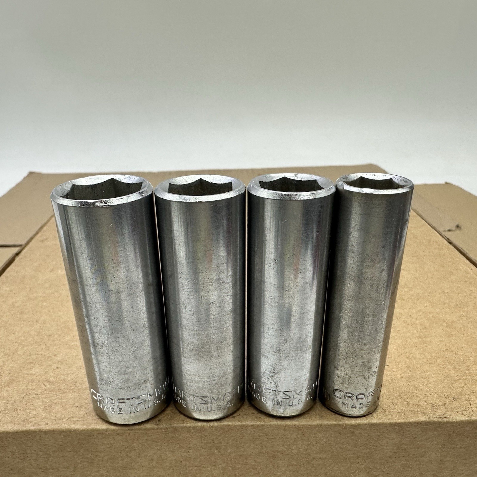 Craftsman Deep Socket Set 3/8” Drive EE Series 6 Point 1214,15,17mm USA Vintage