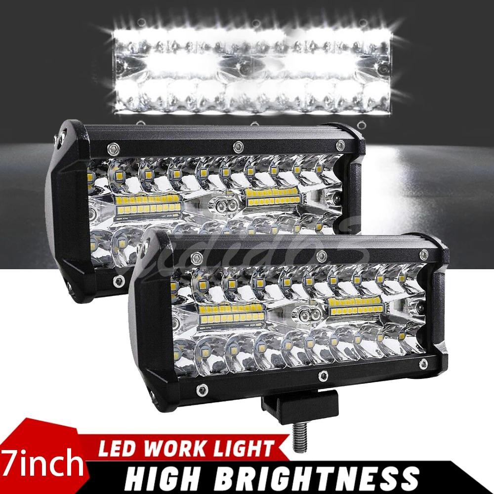 2pcs 7″inch LED Work Light Bar Flood Spot Offroad Fog Lamp For 4WD ATV SUV Truck