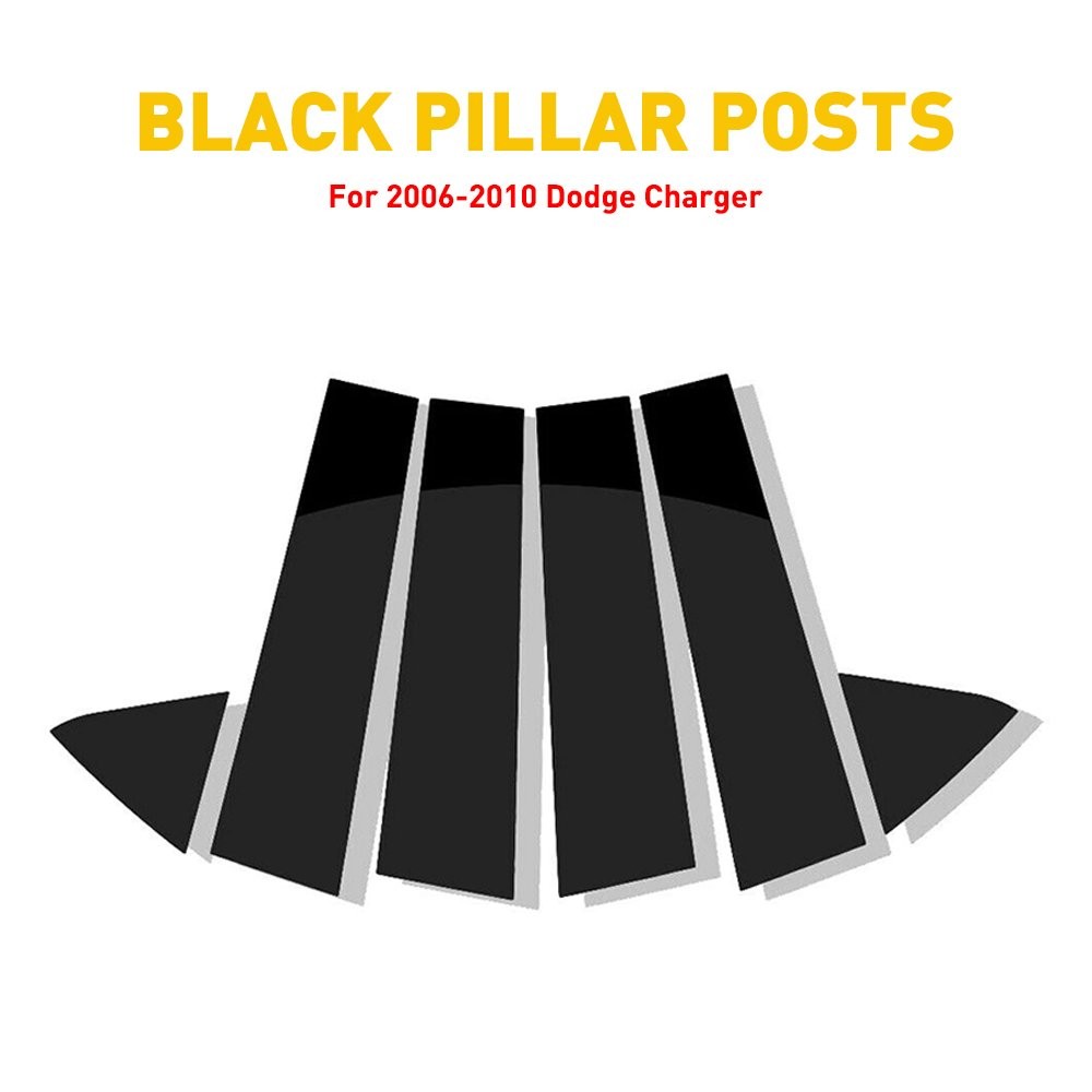 US For Dodge Charger 2006-2010 Glossy Black Pillar Posts Door Window Trim Cover