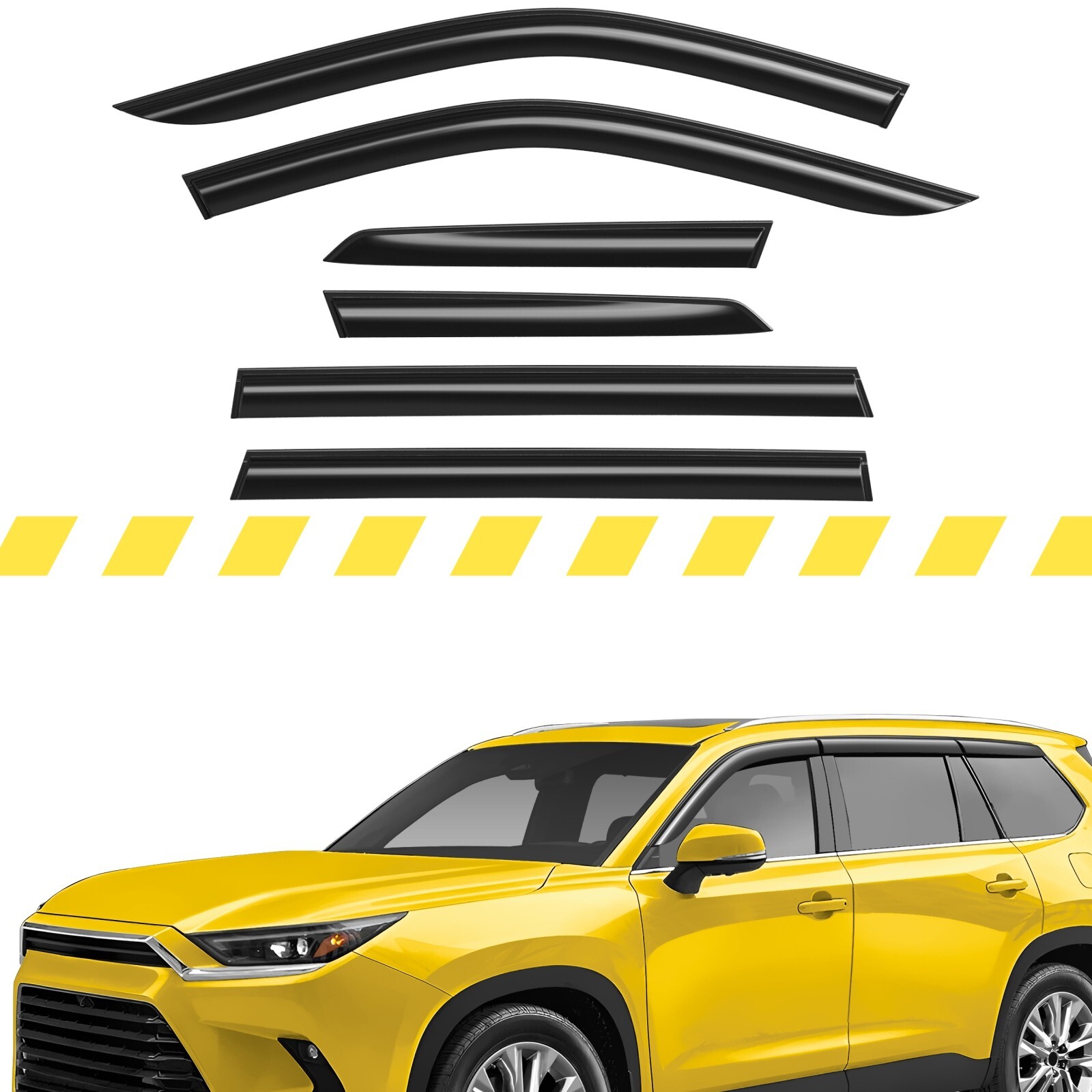 Sun Rain Visors Wind Rain Guards for 2024-2025 Toyota Grand Highlander