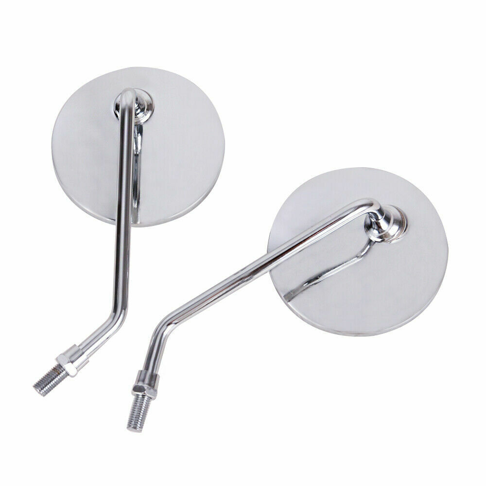 Chrome 10MM Universal Motorcycle Classic Round Long Stem Rearview Side Mirrors