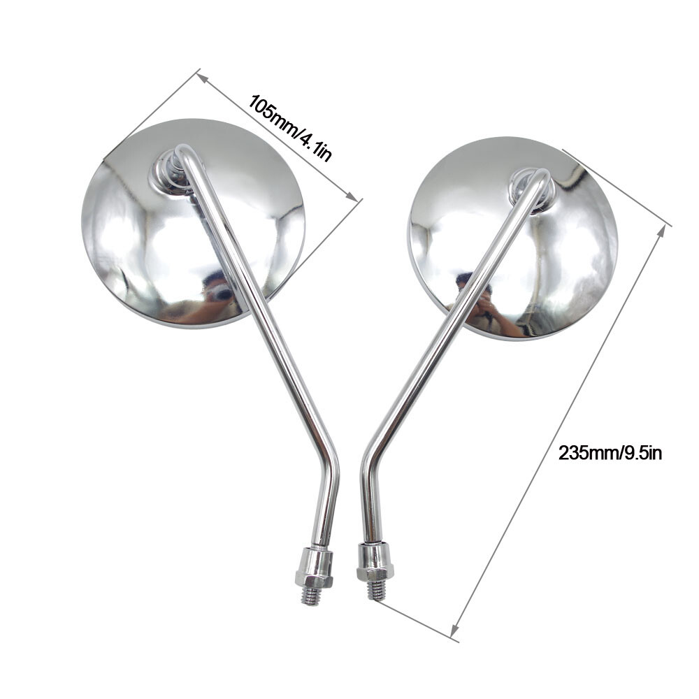 2x 10mm Chrome Round Motorcycle Rearview Mirrors For Triumph Bonneville T100 DM